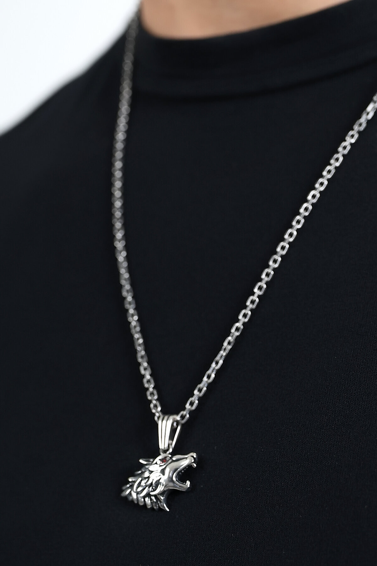 Gümüş Kurt Figürlü Kolye Ucu 