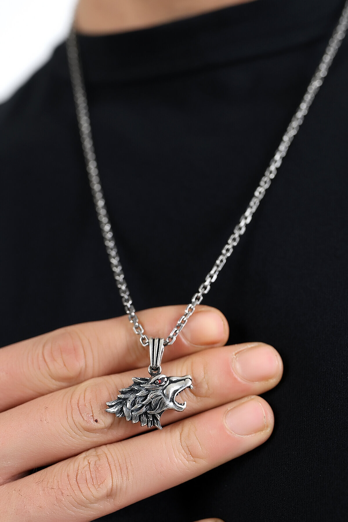 Gümüş Kurt Figürlü Kolye Ucu 