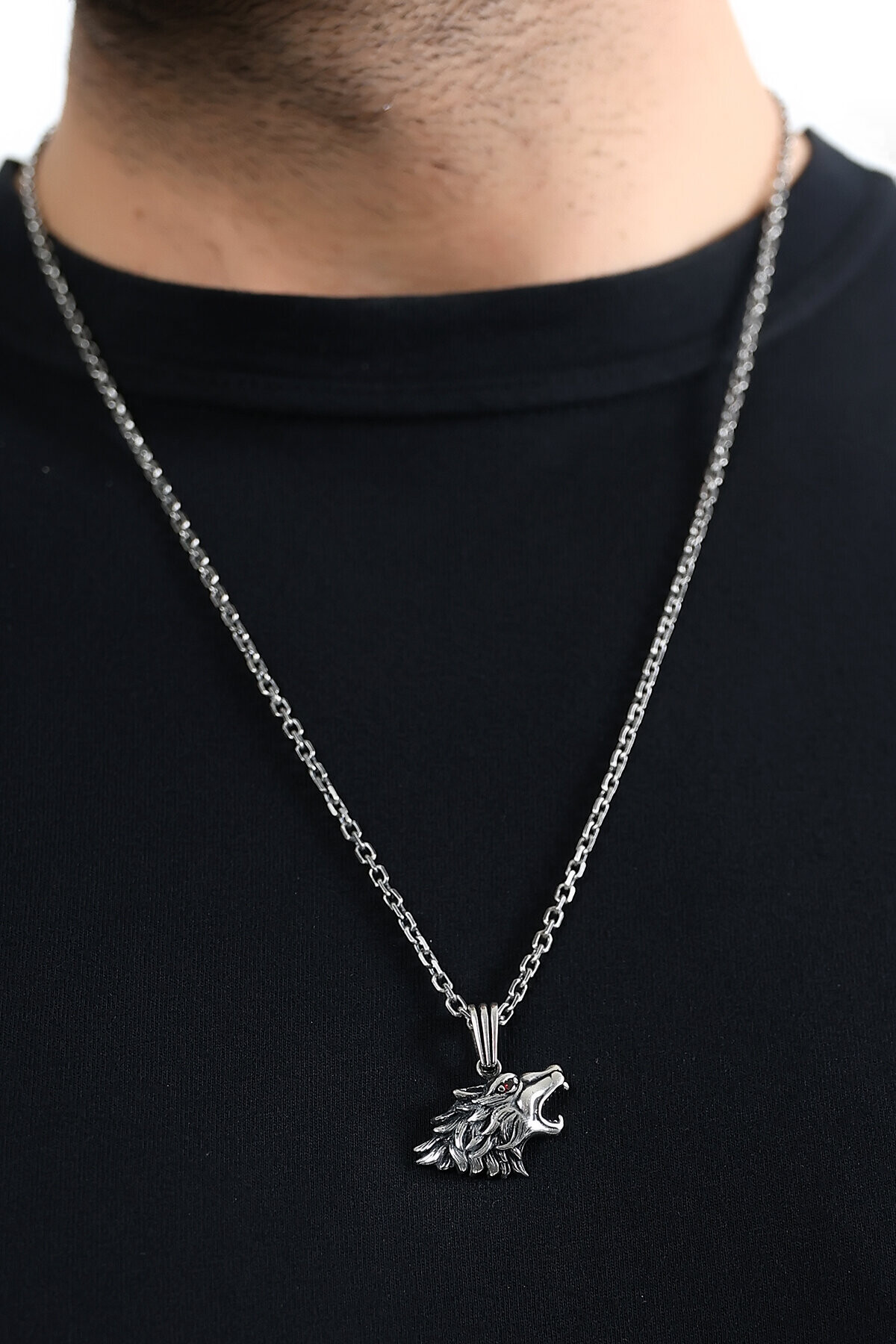 Gümüş Kurt Figürlü Kolye Ucu 