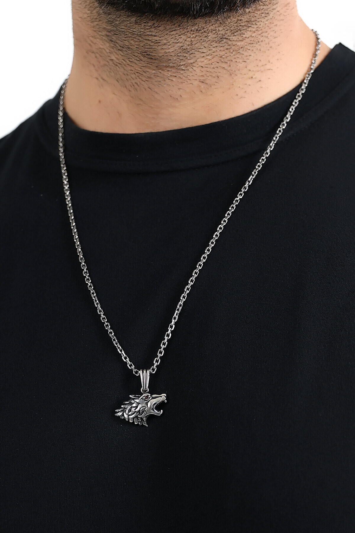 Gümüş Kurt Figürlü Kolye Ucu 