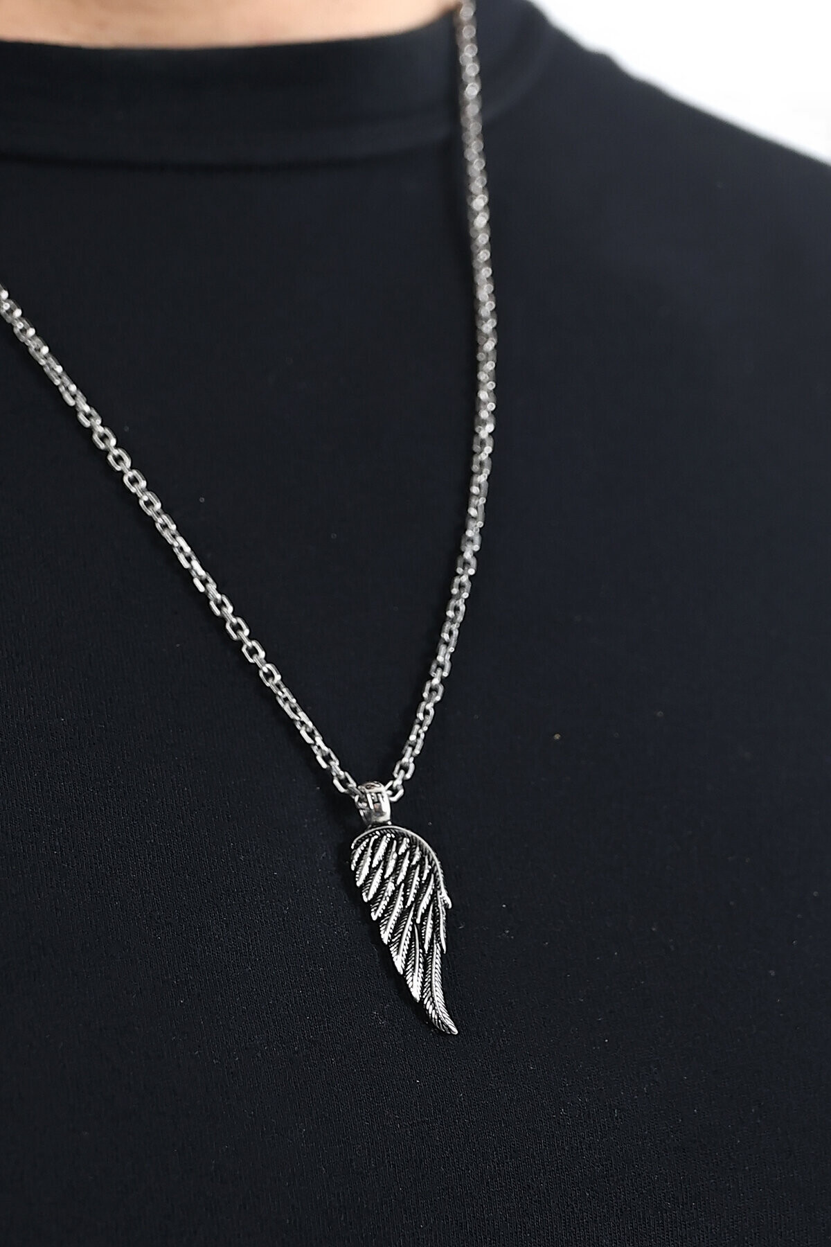 Gümüş Kuş Kanadı Erkek Kolye Ucu