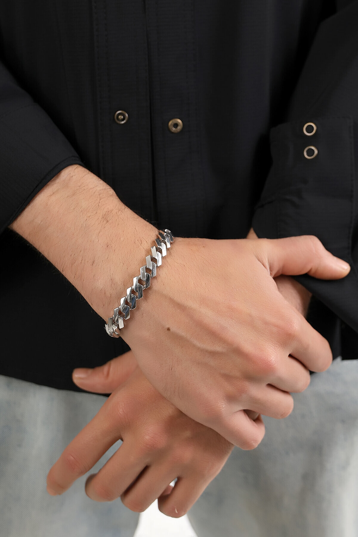 Gümüş Orijinal Beyaz Monaco Unısex Bileklik