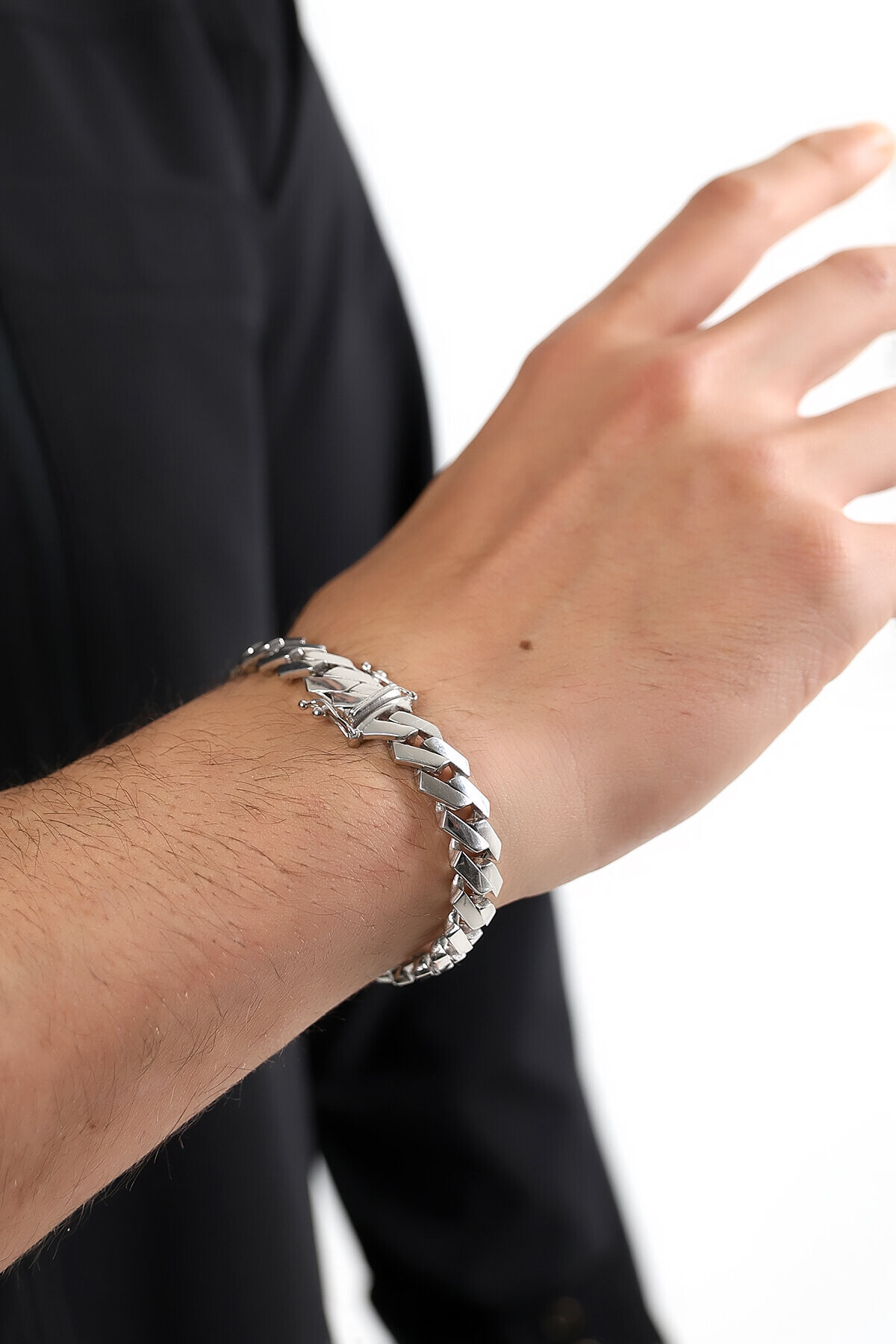 Gümüş Orijinal Beyaz Monaco Unısex Bileklik