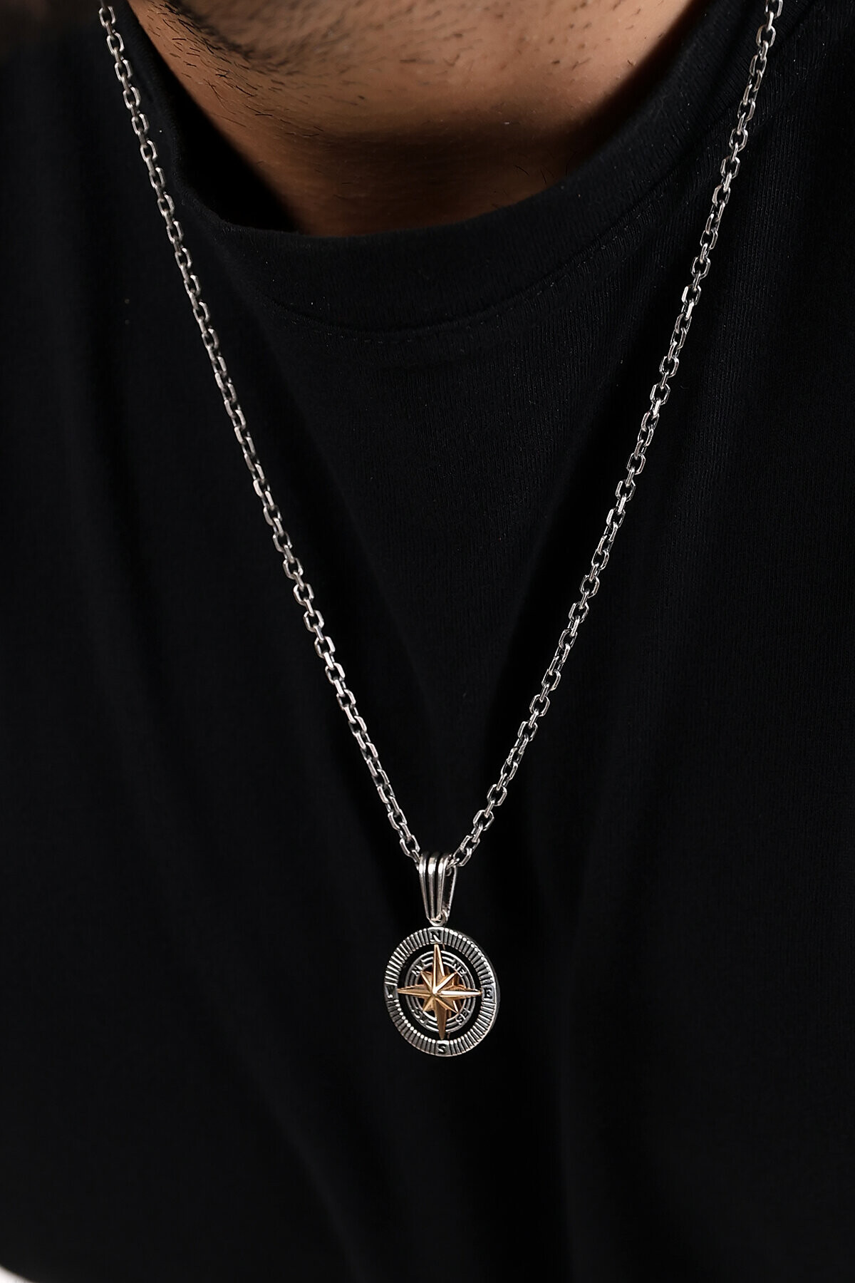 Gümüş Pusula Kolye Ucu 