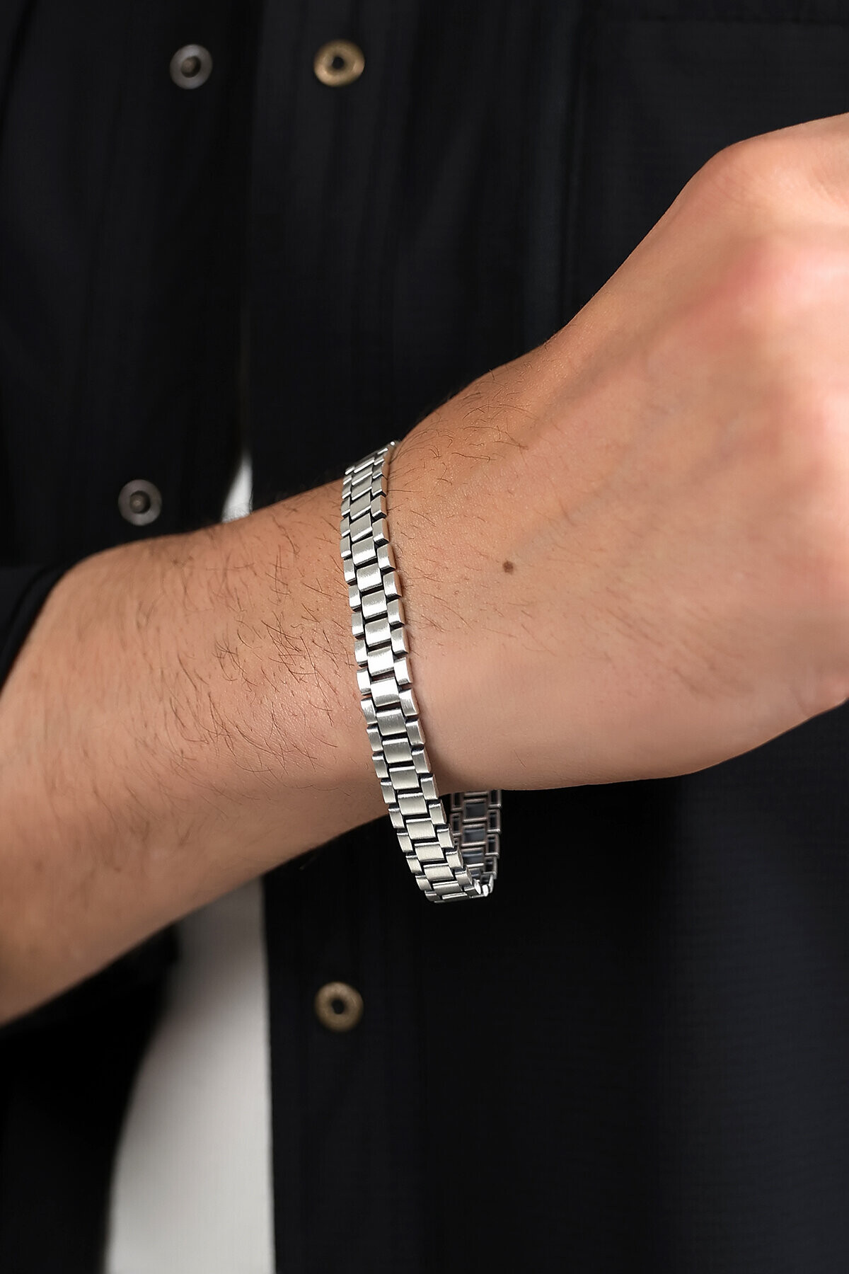 Gümüş Saat Zinciri Erkek Bileklik