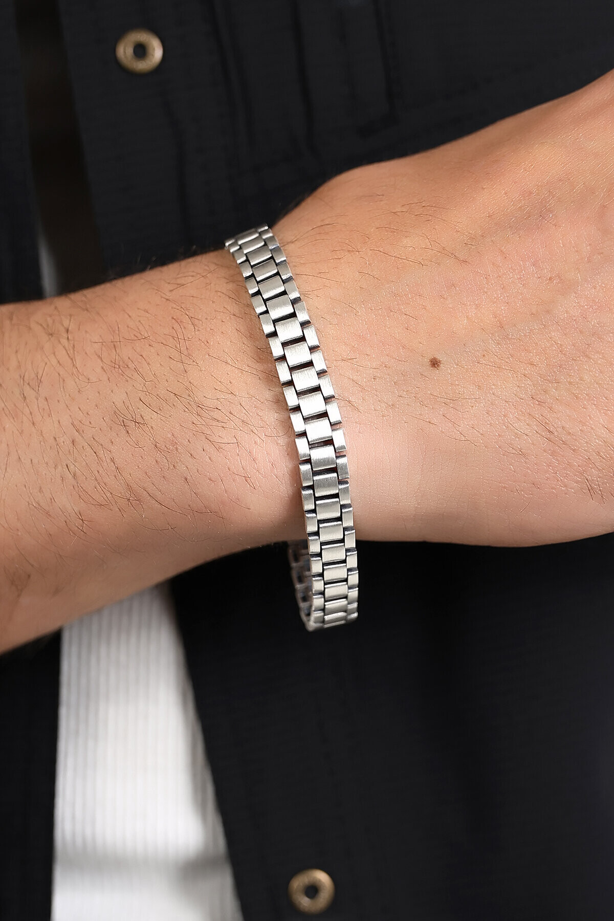 Gümüş Saat Zinciri Erkek Bileklik