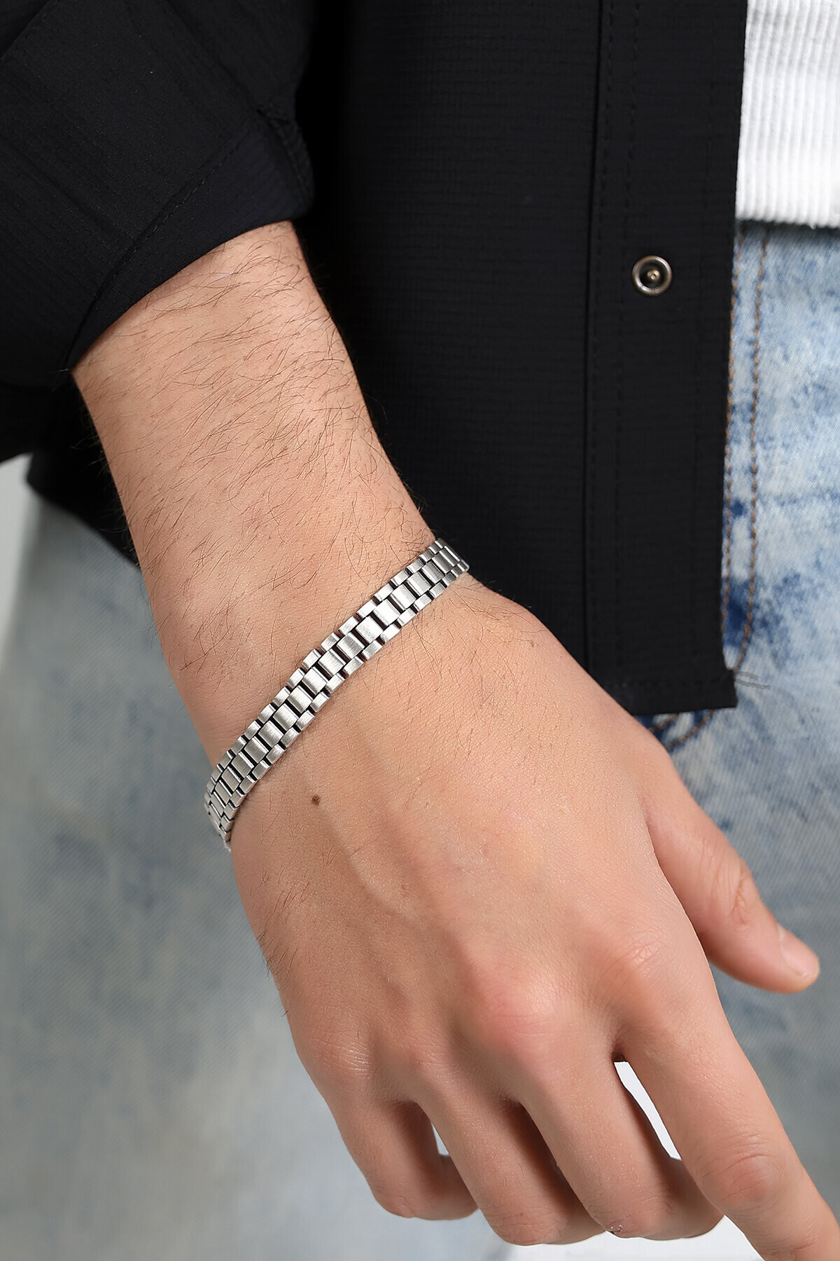 Gümüş Saat Zinciri Erkek Bileklik