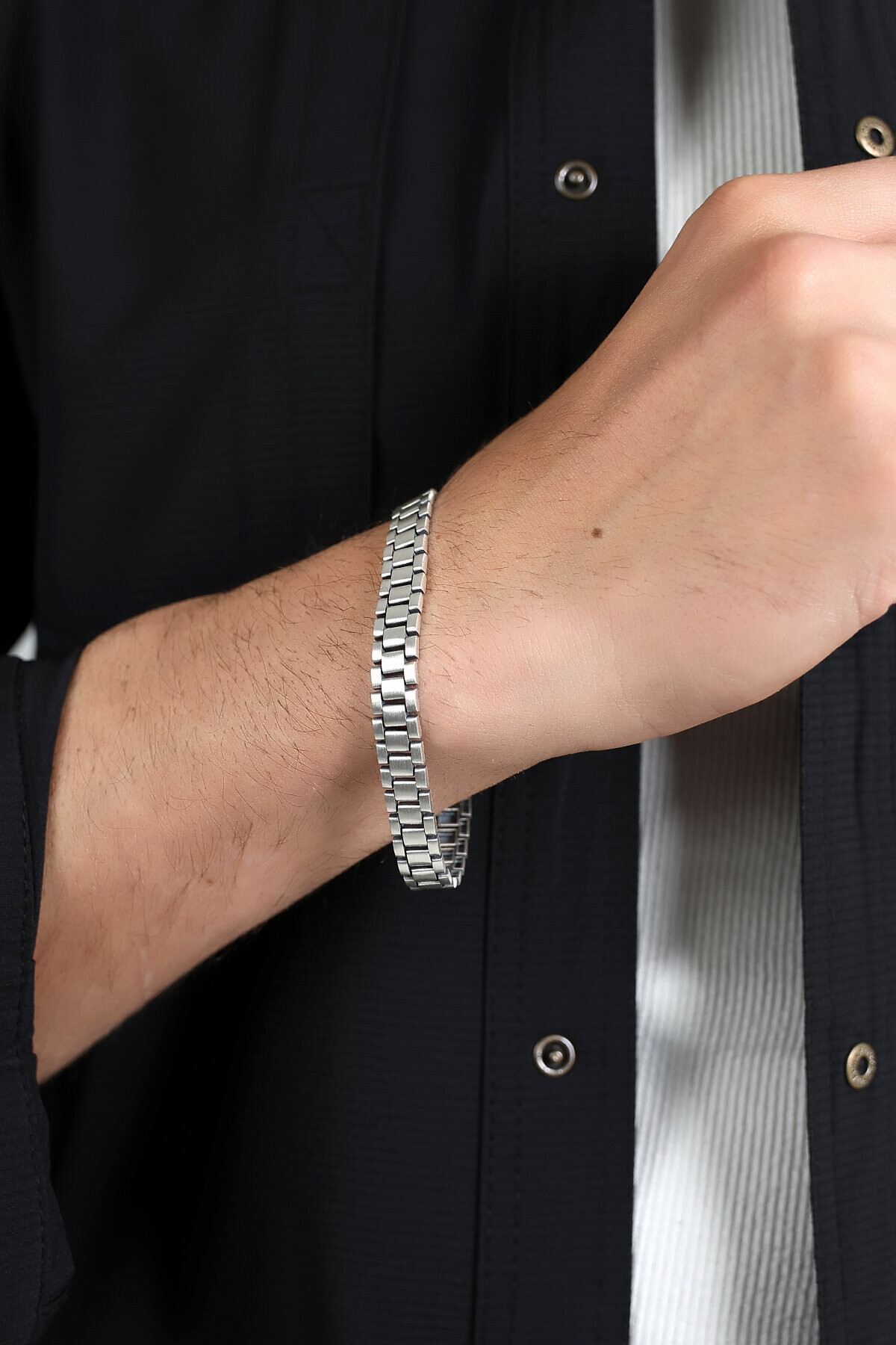 Gümüş Saat Zinciri Erkek Bileklik