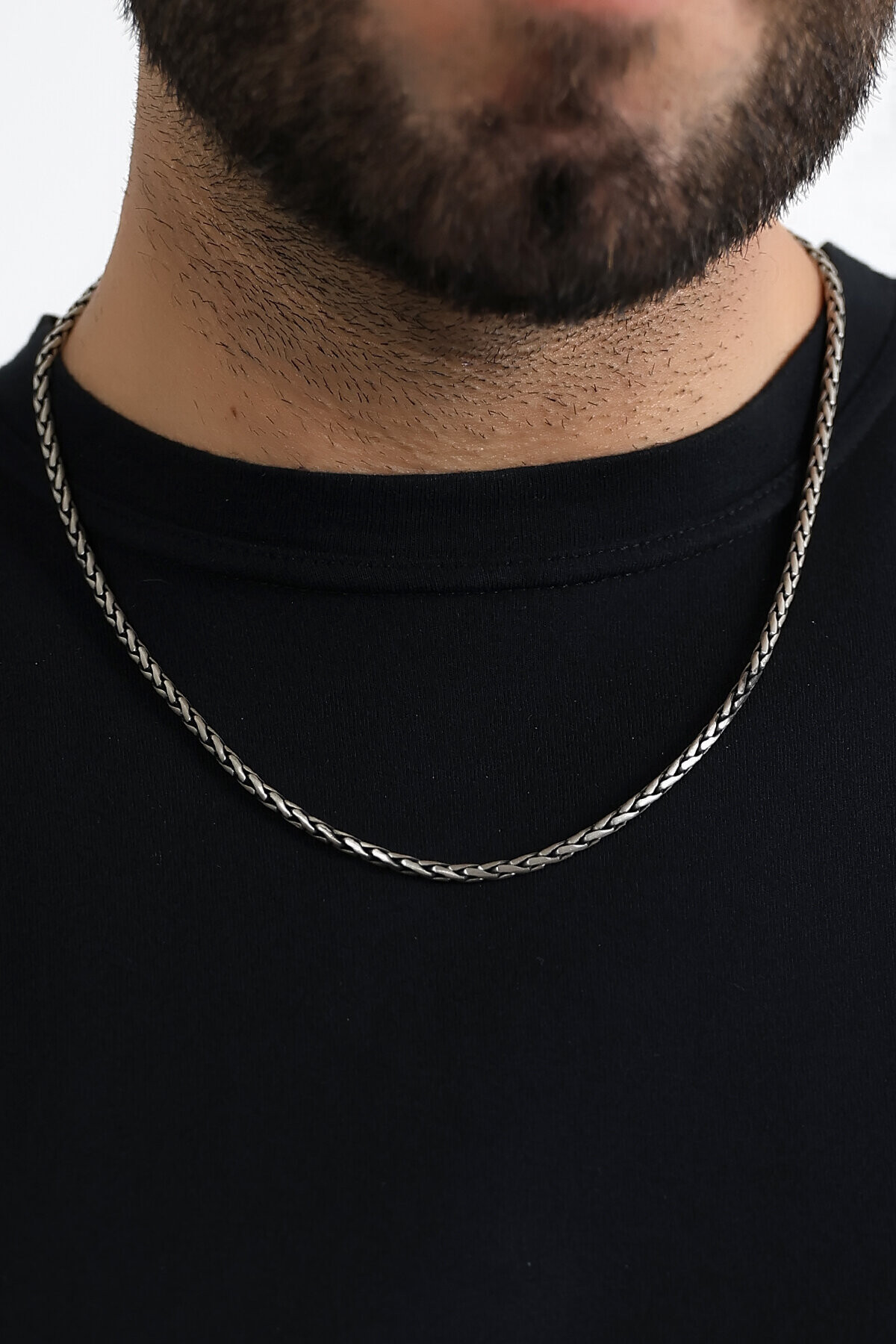 Gümüş Sıkı Örgü Kolye 