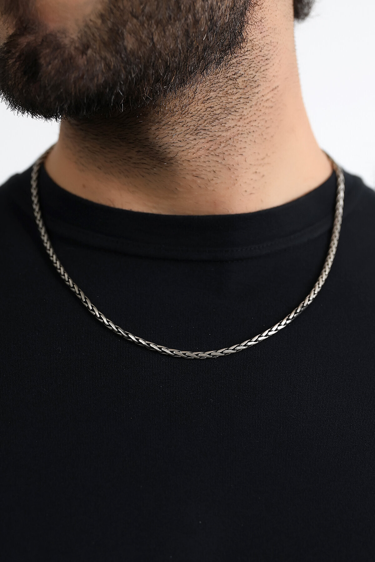 Gümüş Sıkı Örgü Kolye 