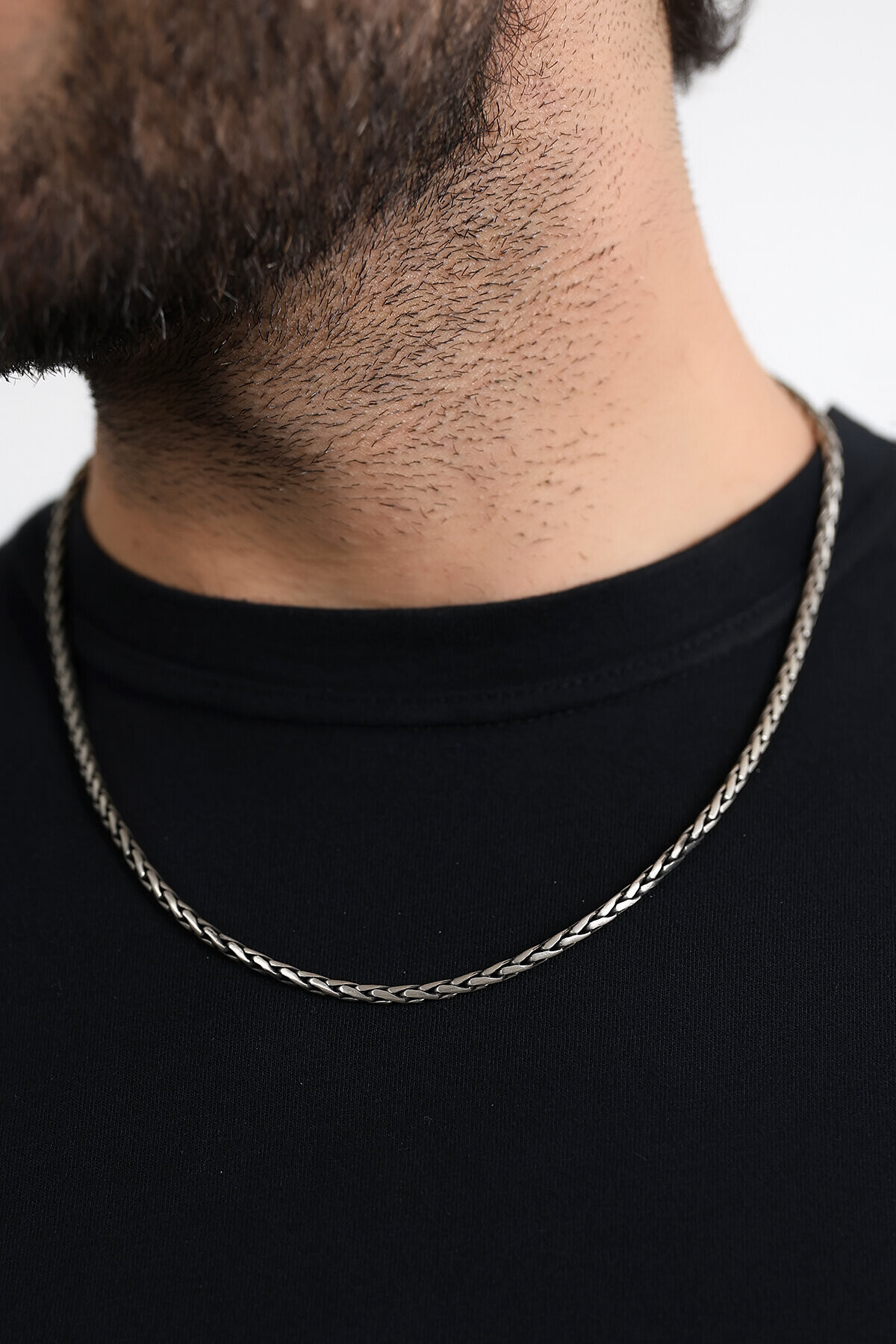 Gümüş Sıkı Örgü Kolye 