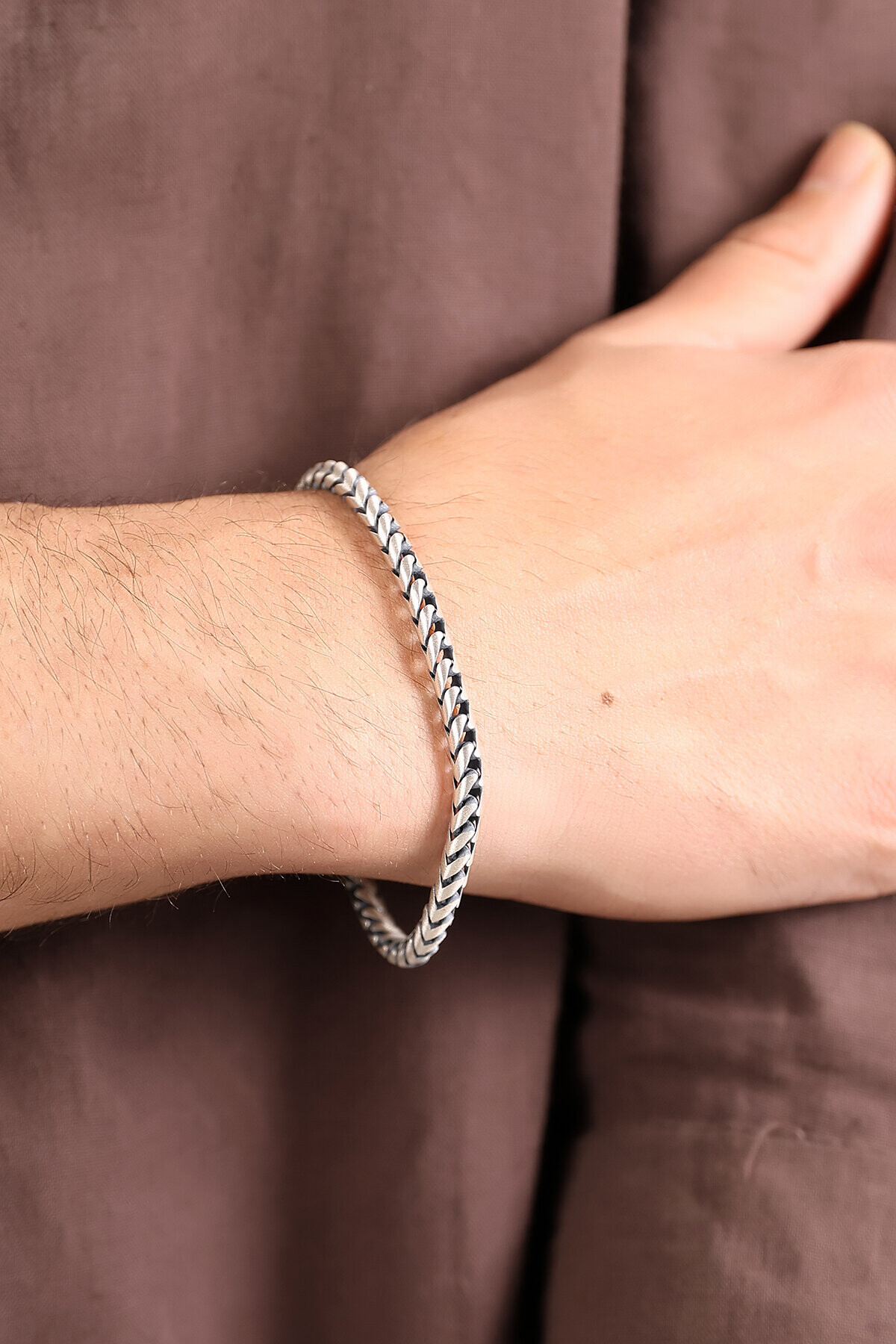 Gümüş Sümer Oksitli Erkek Bileklik