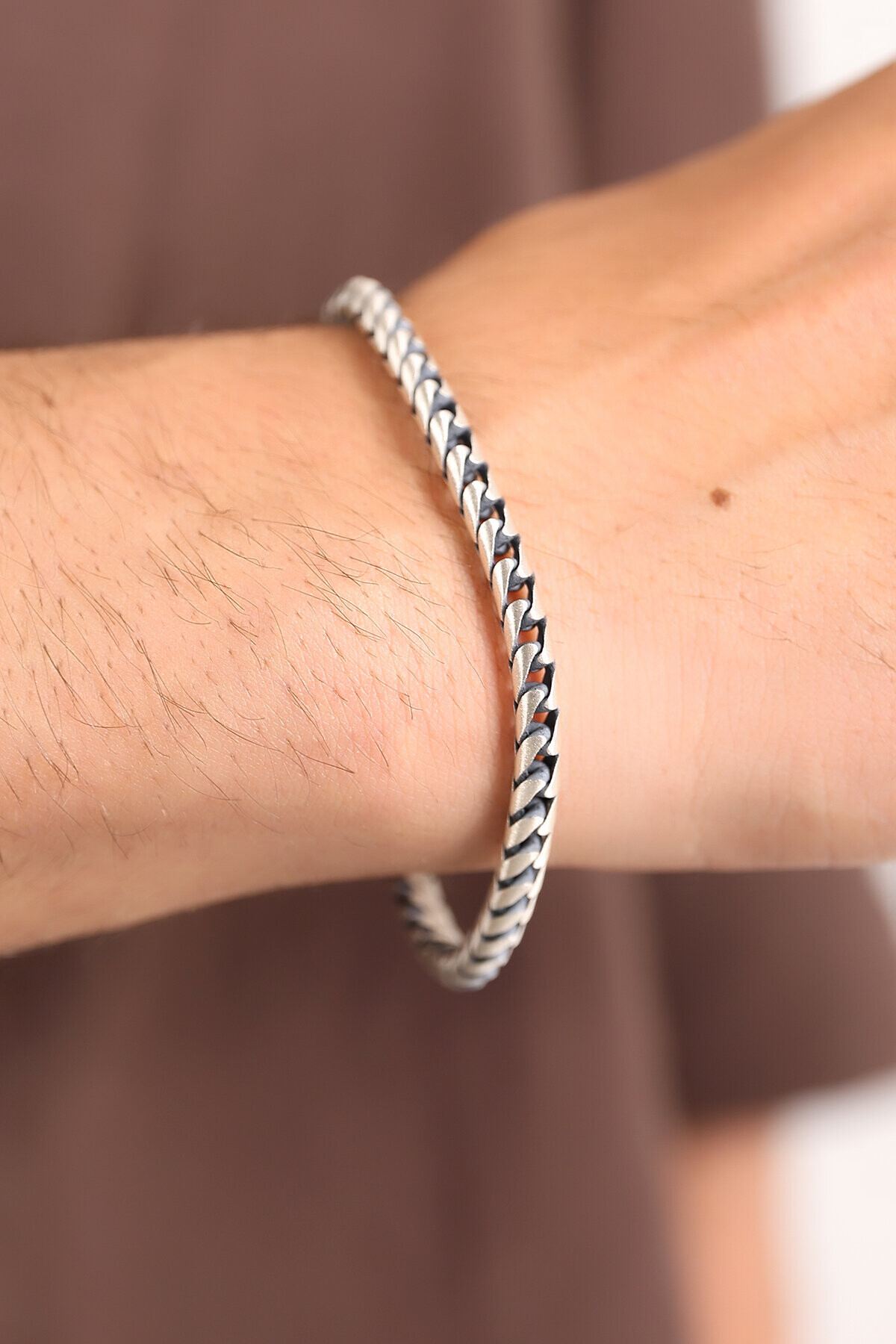 Gümüş Sümer Oksitli Erkek Bileklik