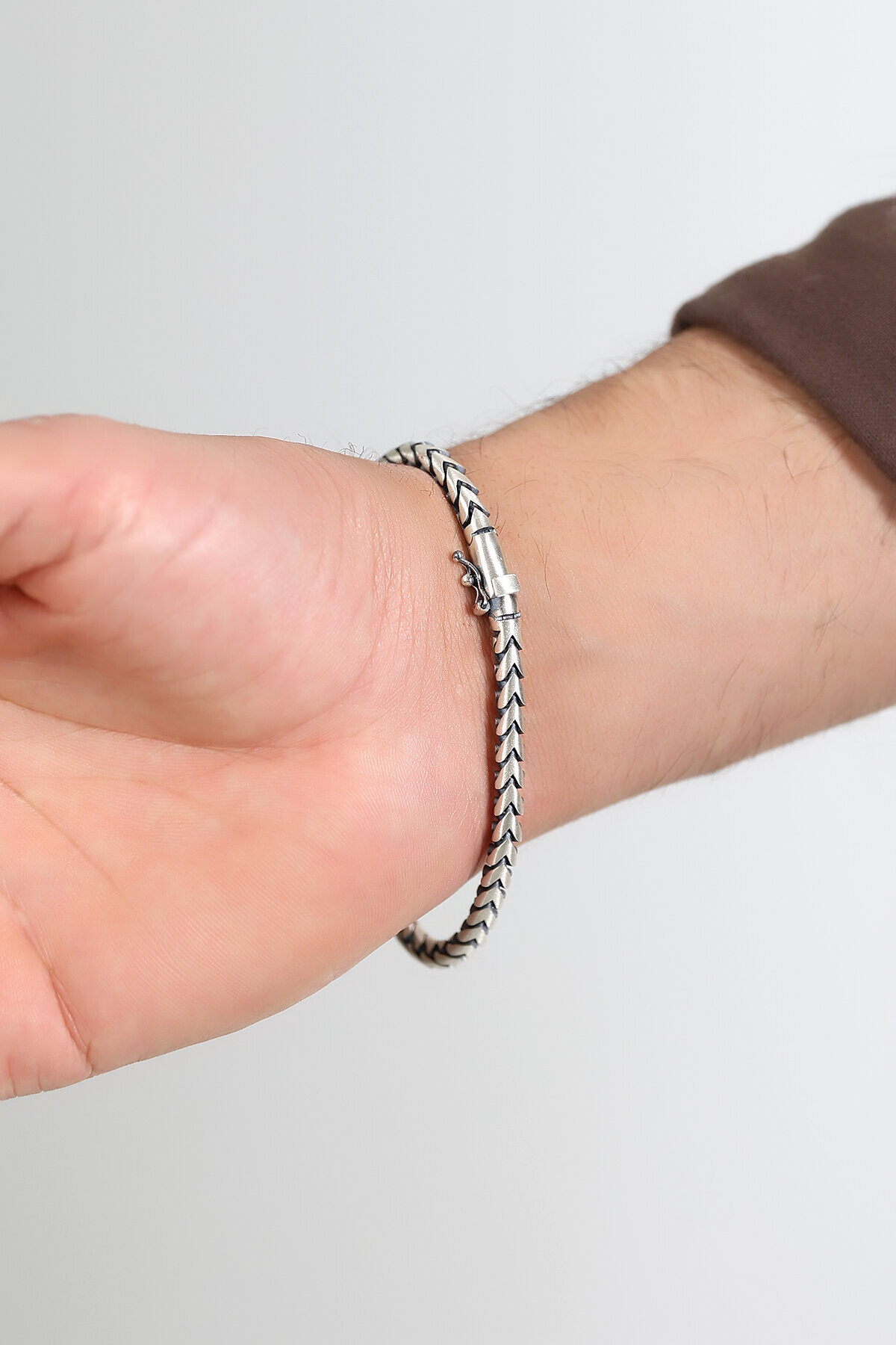 Gümüş Sümer Oksitli Erkek Bileklik