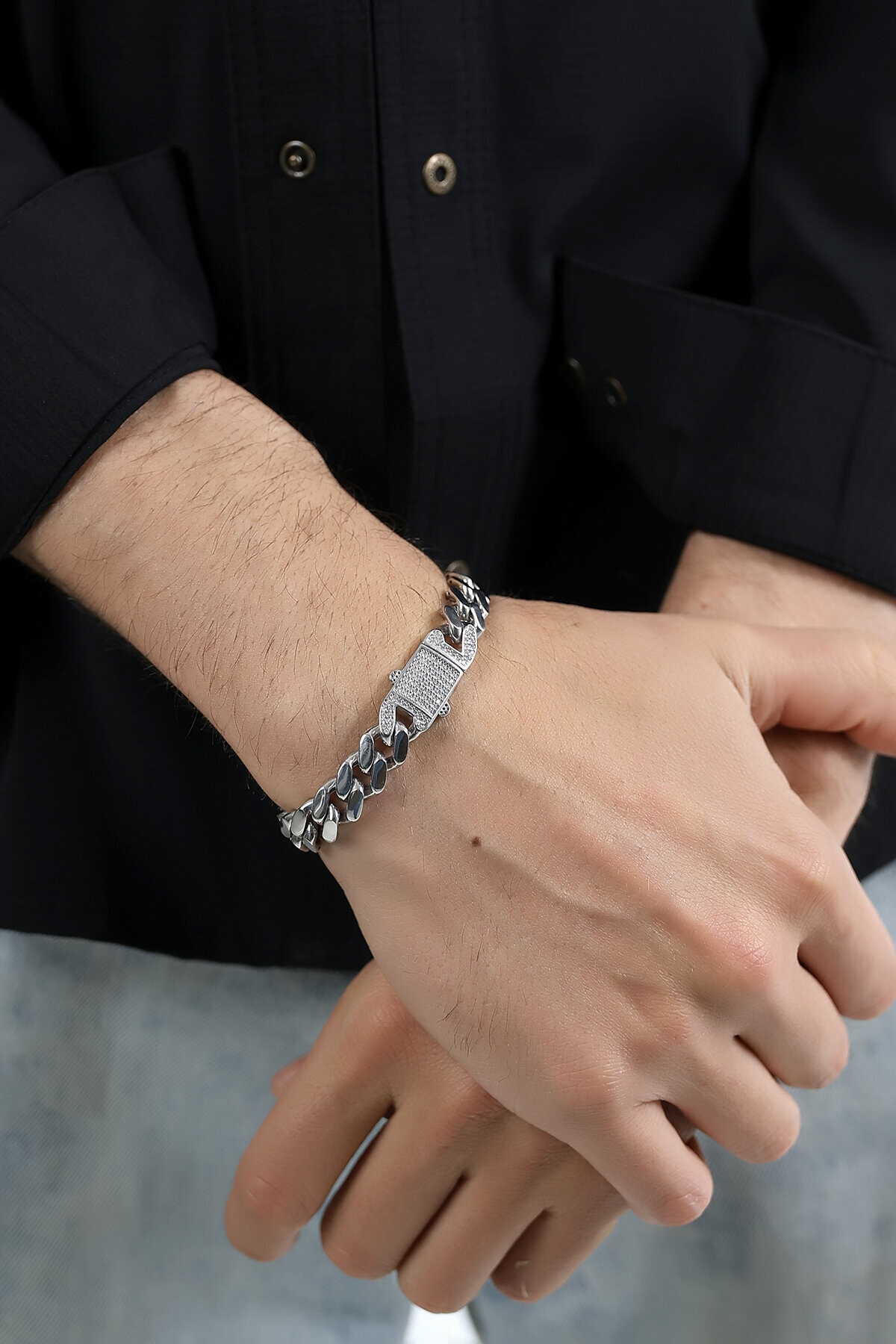 Gümüş Taş Tokalı Monaco Gurmet Unisex Bileklik