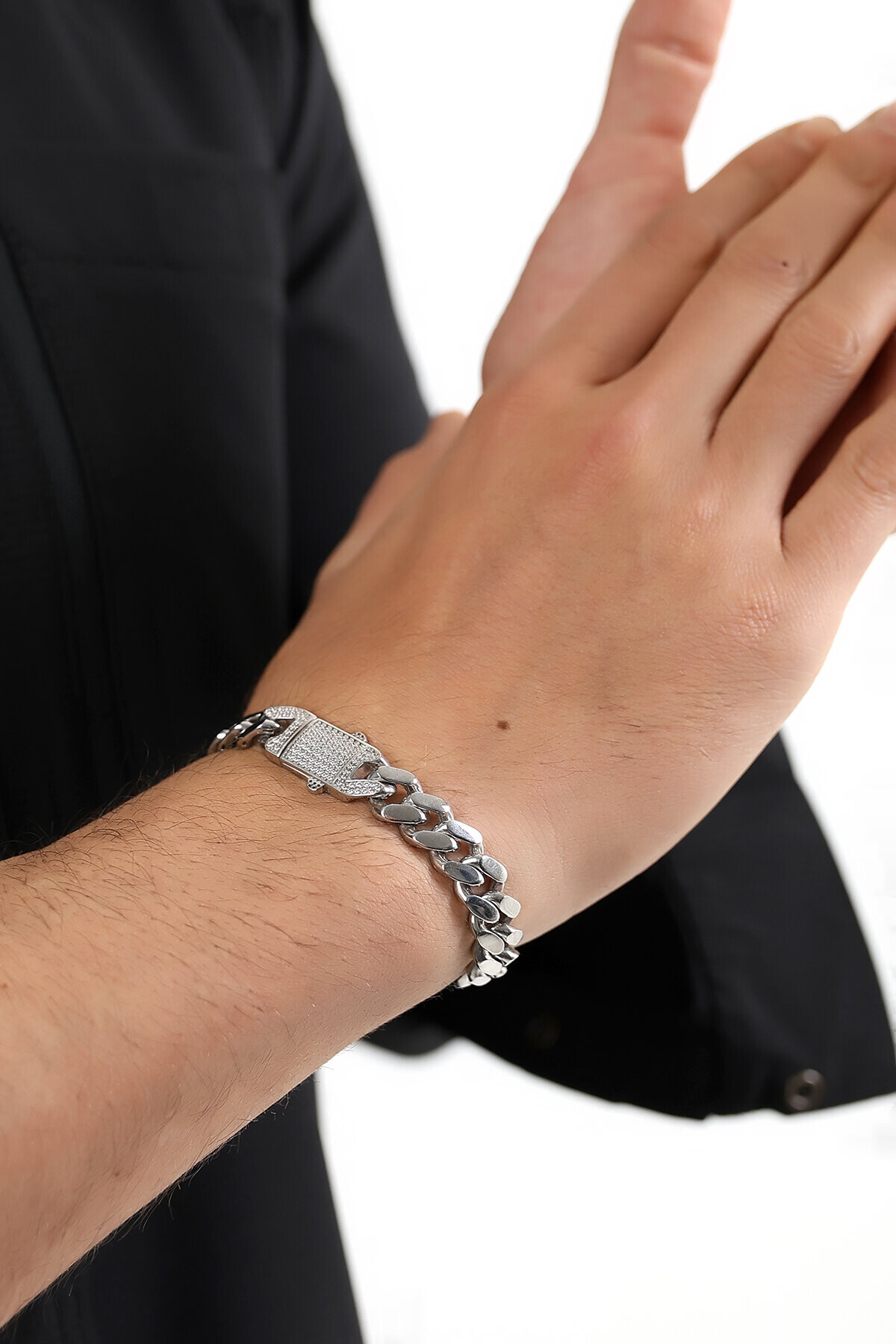 Gümüş Taş Tokalı Monaco Gurmet Unisex Bileklik