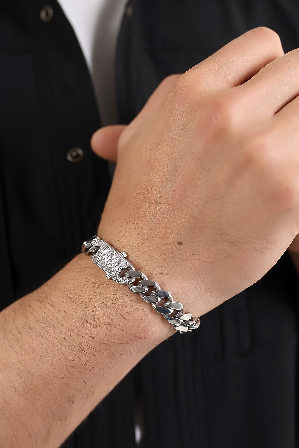 Gümüş Taş Tokalı Monaco Gurmet Unisex Bileklik