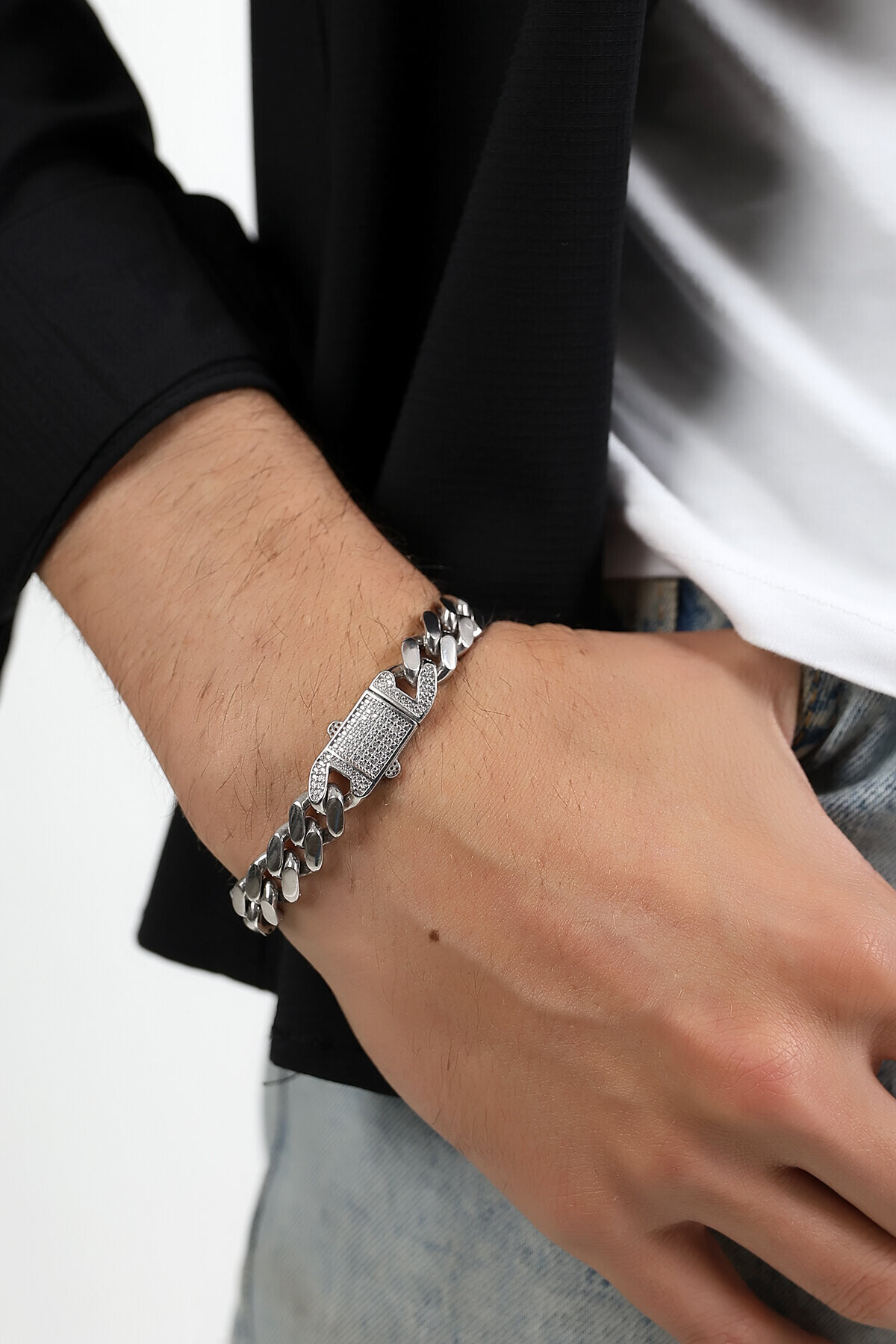 Gümüş Taş Tokalı Monaco Gurmet Unisex Bileklik