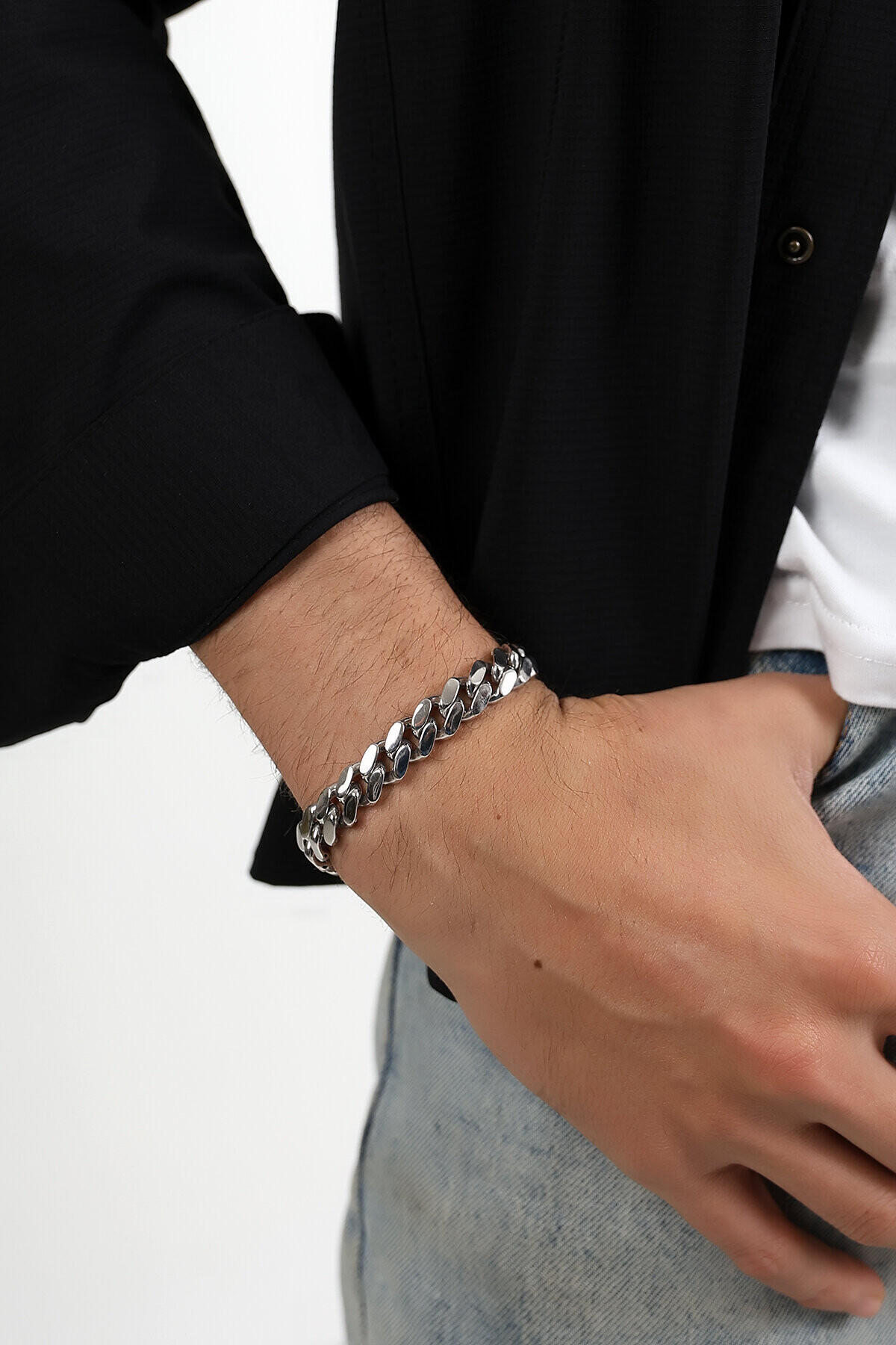 Gümüş Taş Tokalı Monaco Gurmet Unisex Bileklik