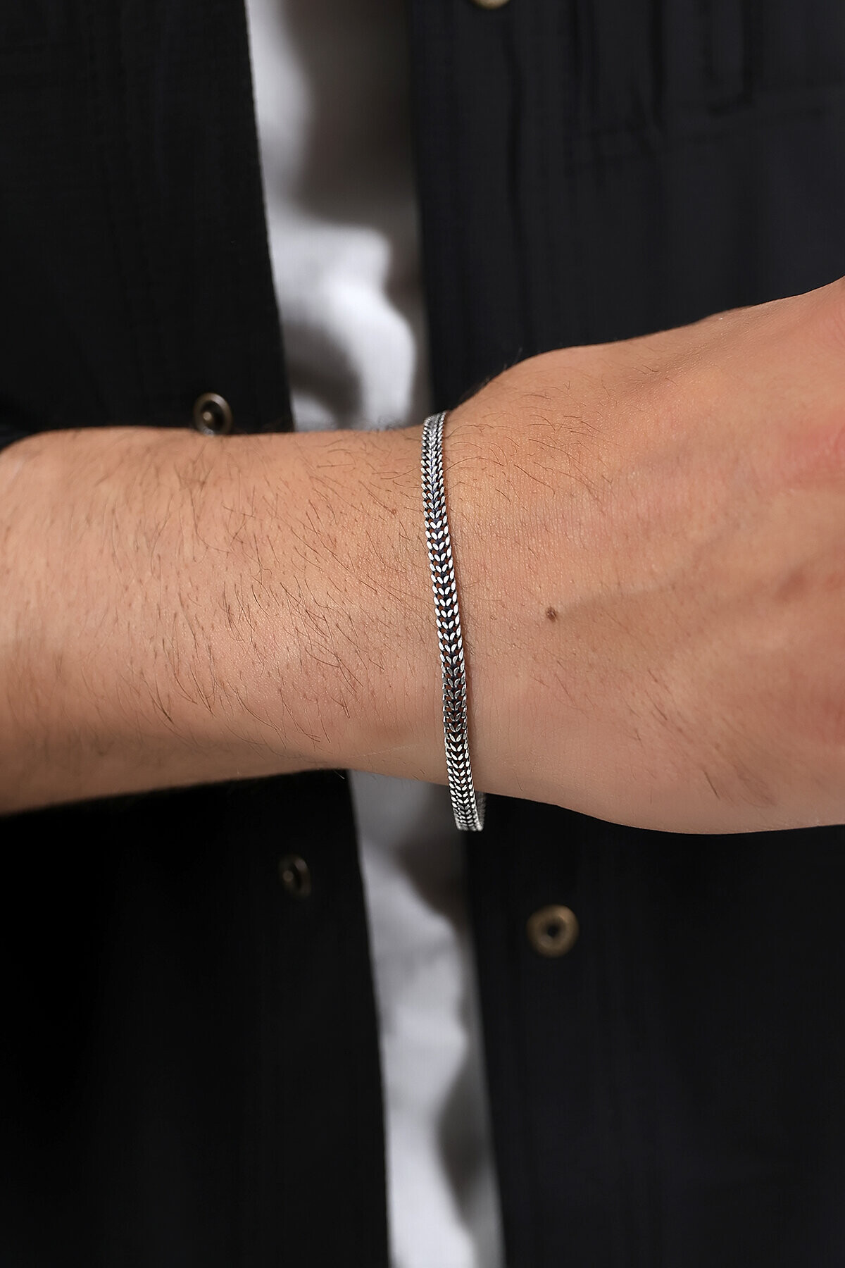 Gümüş Tilki Kuyruğu Erkek Bileklik