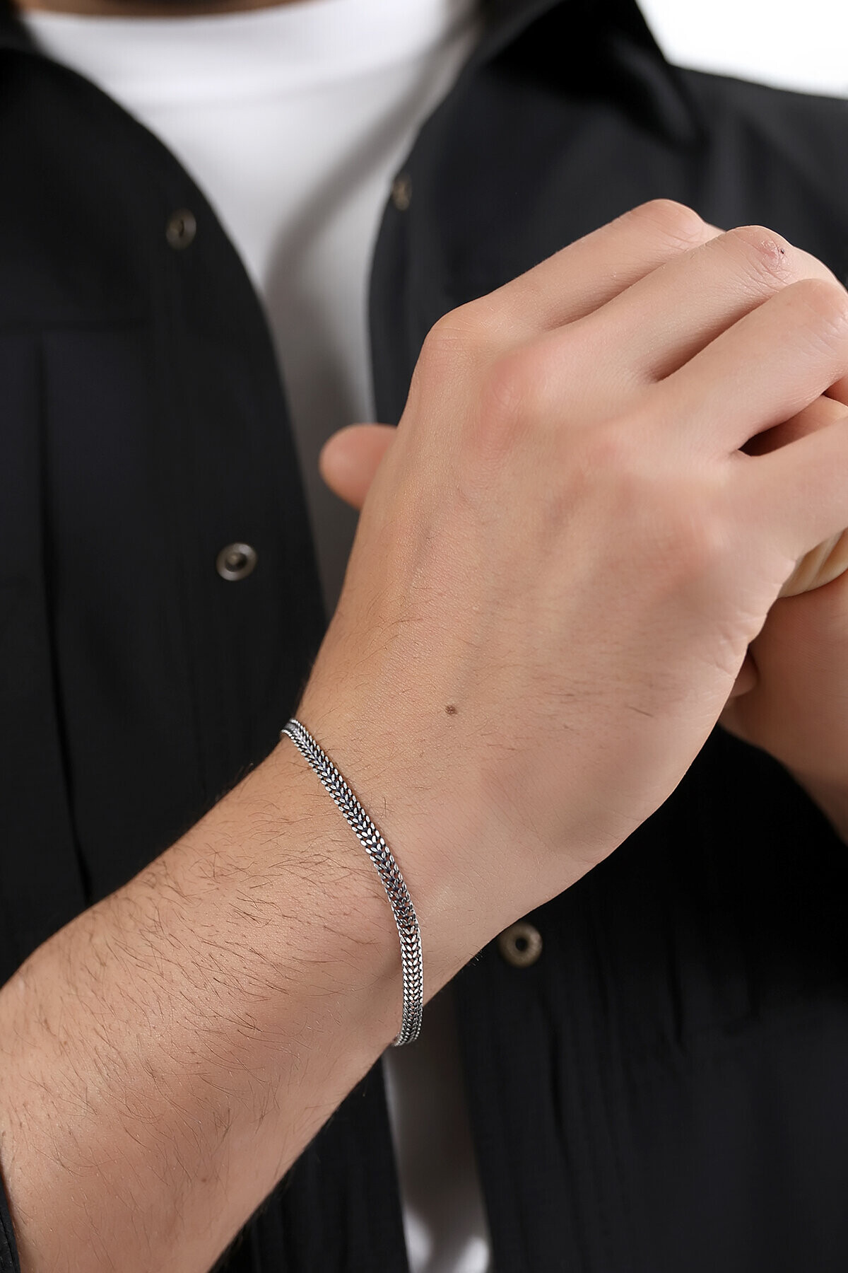 Gümüş Tilki Kuyruğu Erkek Bileklik