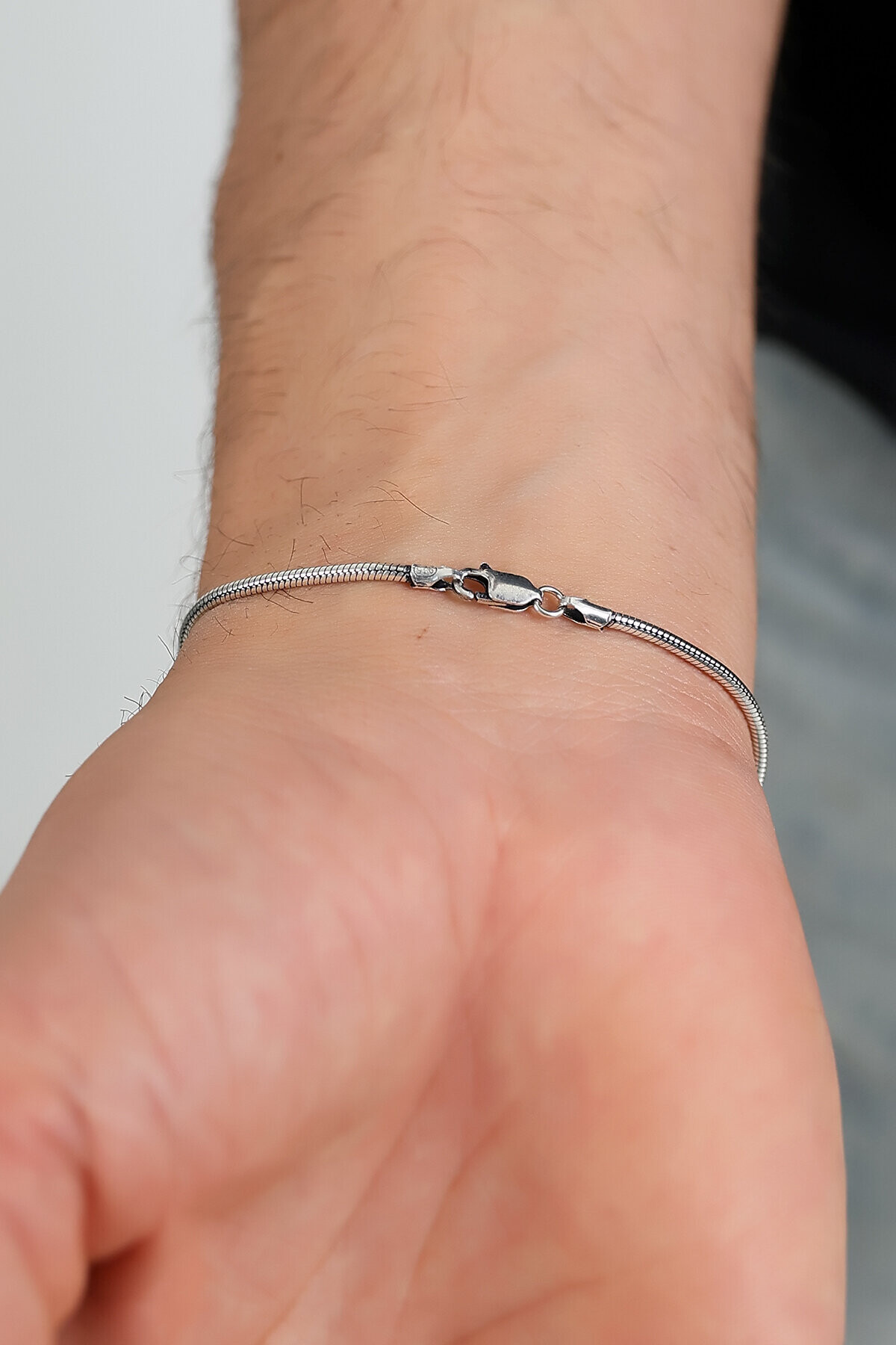 Gümüş Yılan Modelli Erkek Bileklik