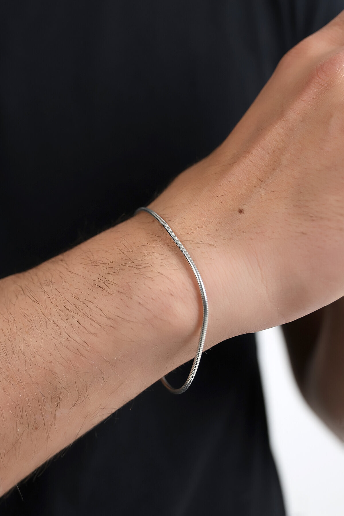 Gümüş Yılan Modelli Erkek Bileklik