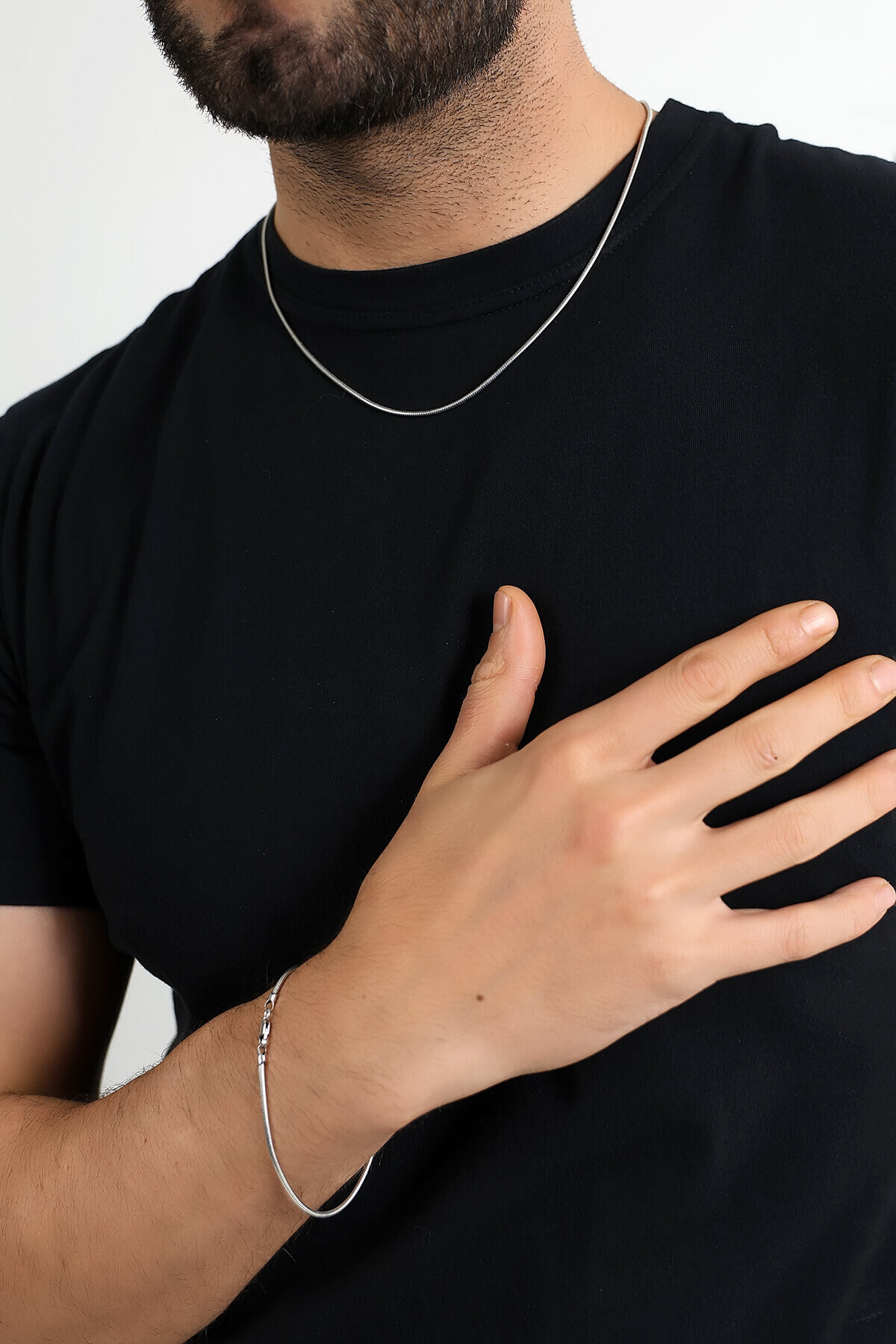 Gümüş Yılan Zincir Kolye 