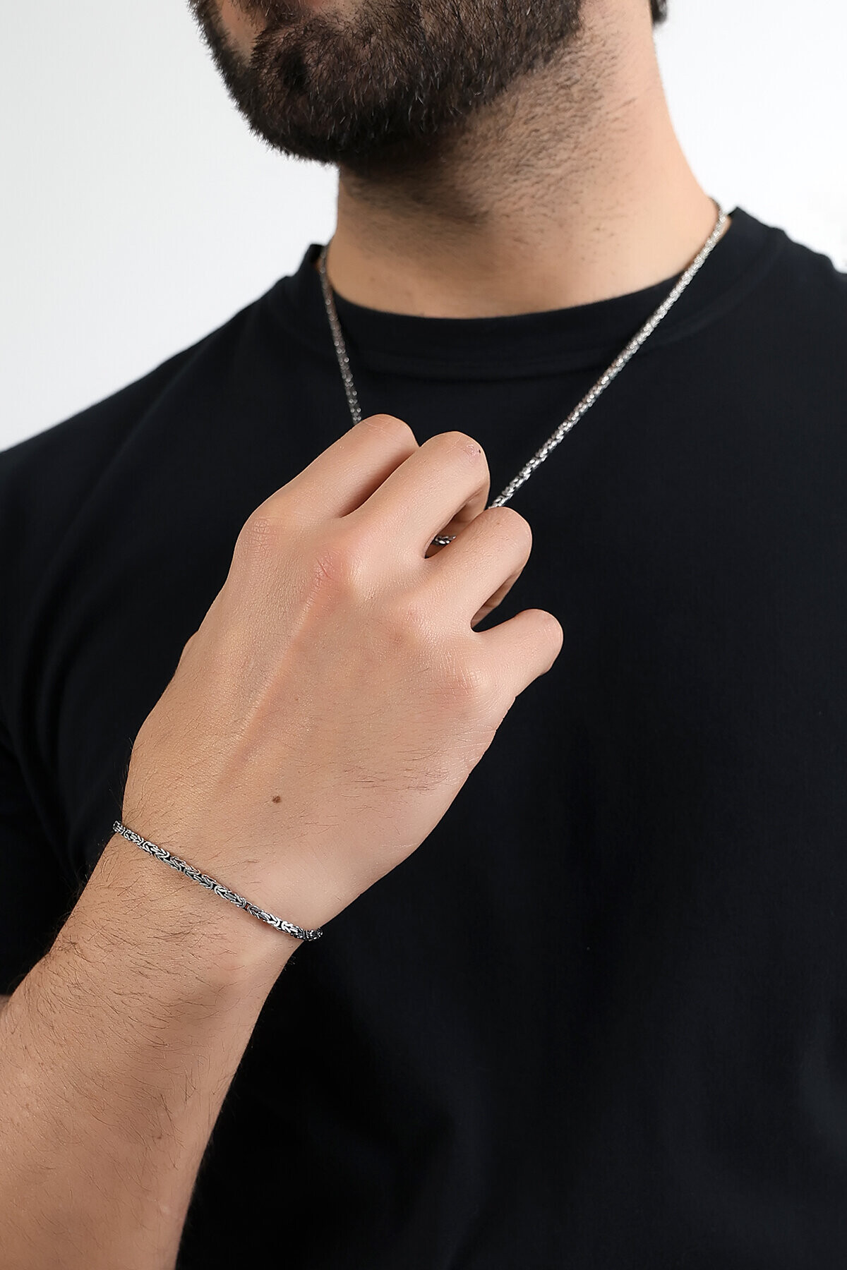 Gümüş Zarif Kral Erkek Bileklik