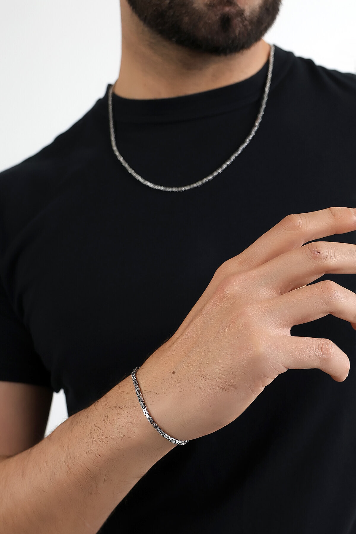 Gümüş Zarif Kral Erkek Bileklik