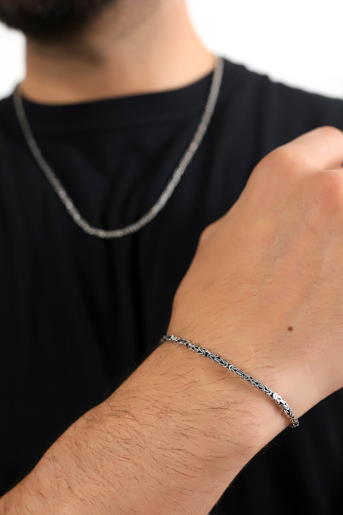 Gümüş Zarif Kral Erkek Bileklik