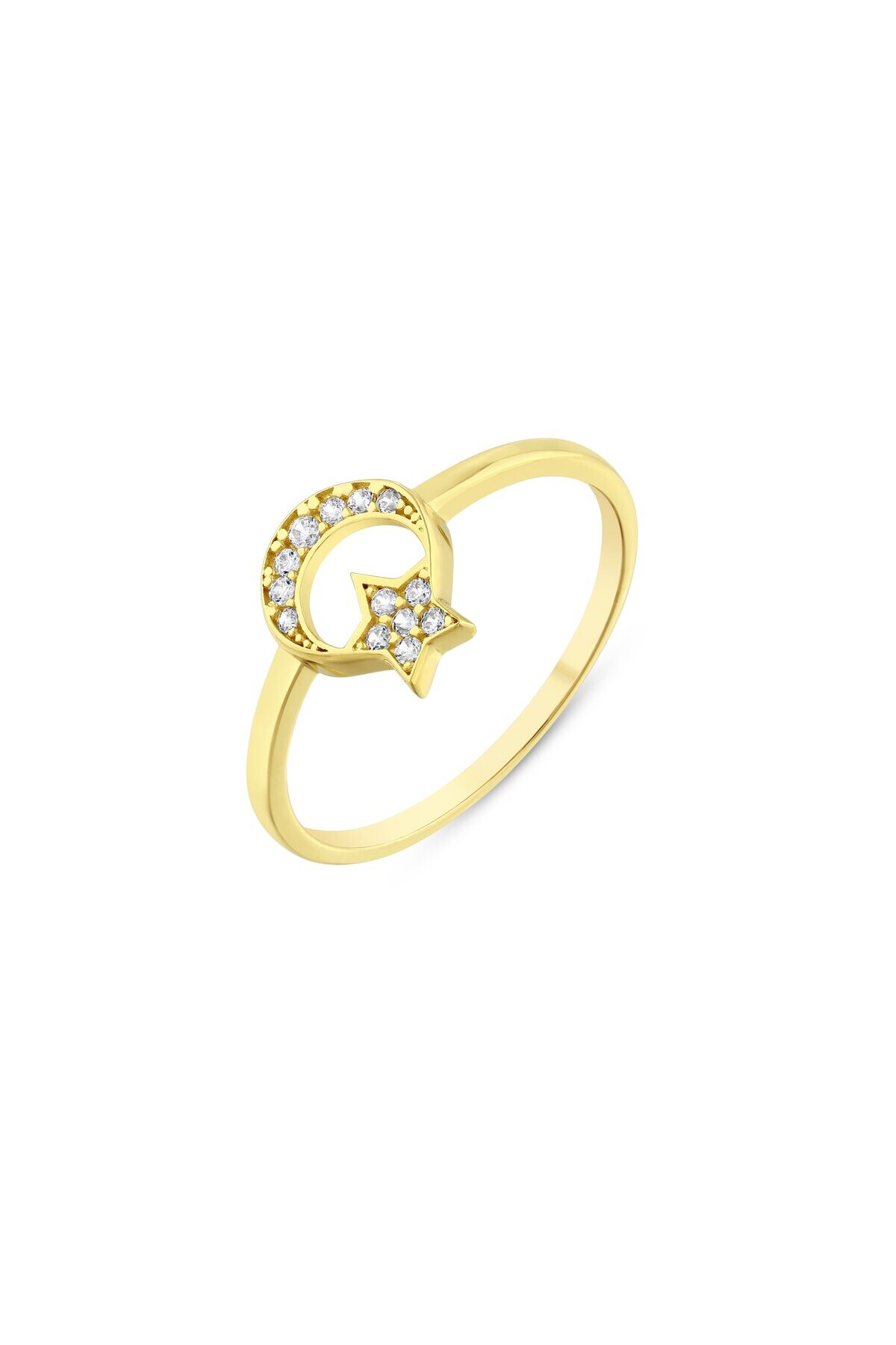 14 Ayar Altın Ay Yıldız Yüzük