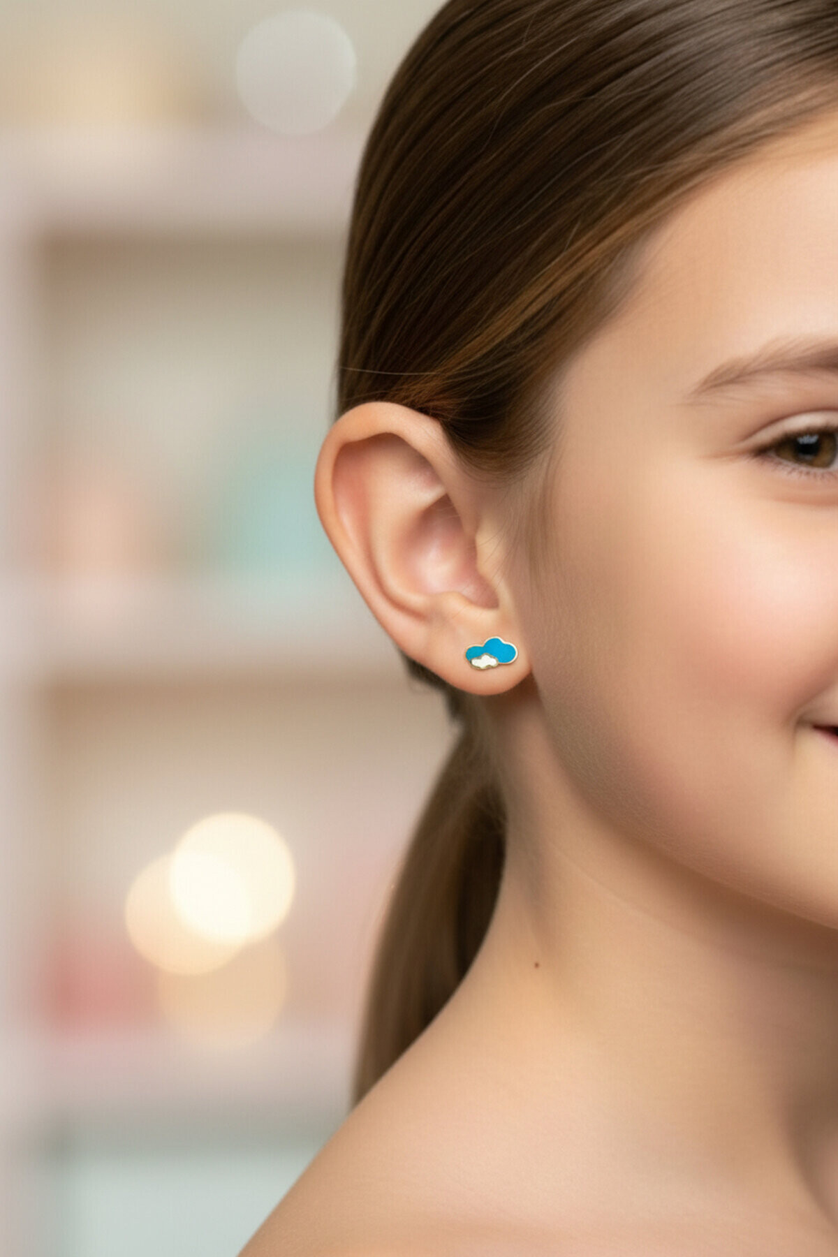 14 Ayar Altın Bulut Çocuk Küpe