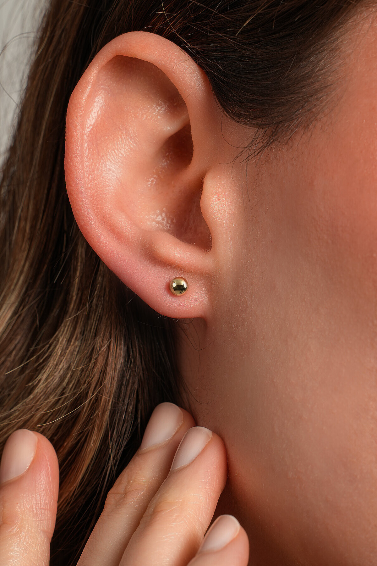 14 Ayar Altın Cilalı Top Küpe