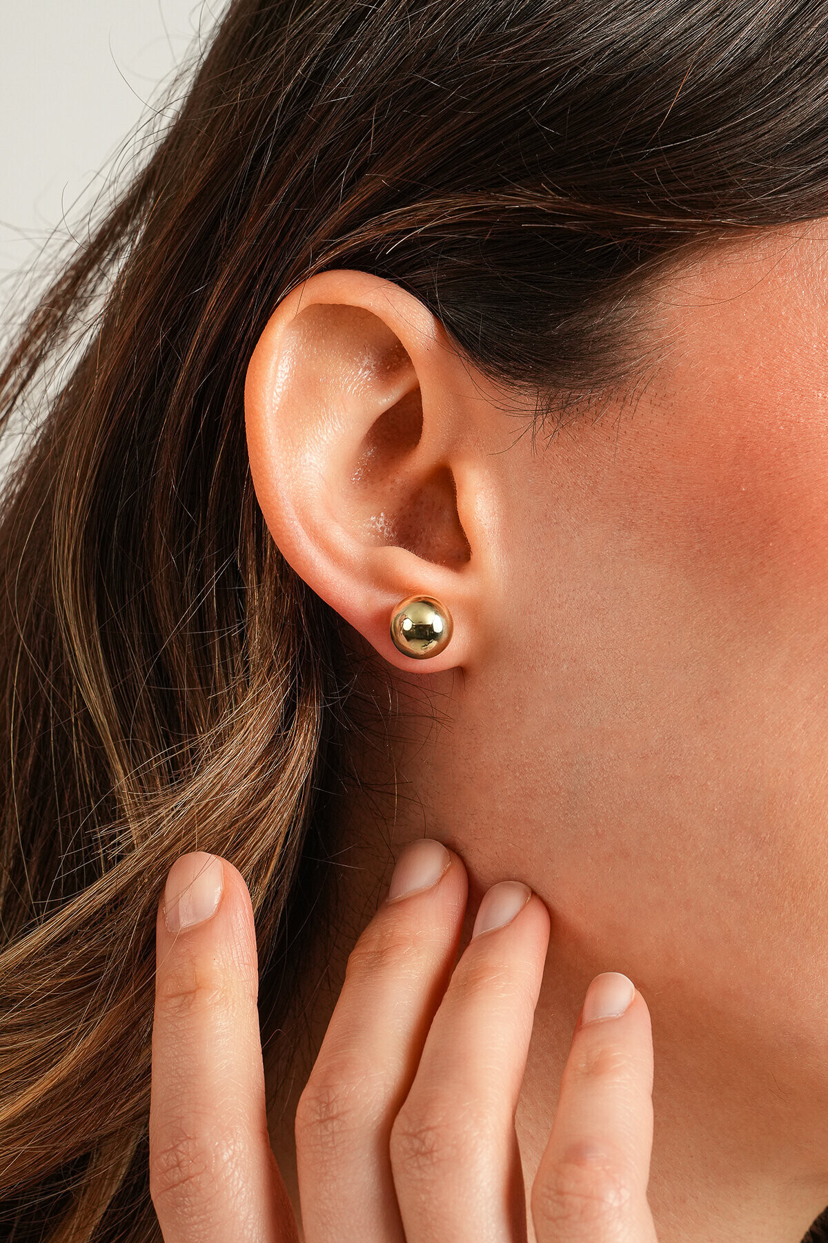 14 Ayar Altın Cilalı Top Küpe