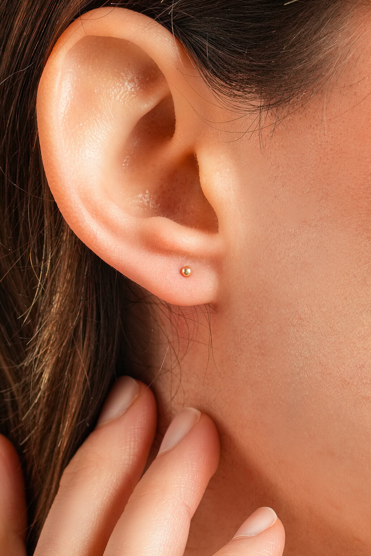 14 Ayar Altın Cilalı Top Küpe