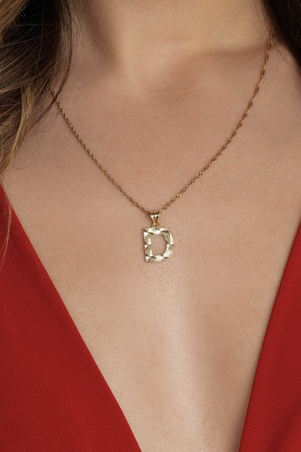 14 Ayar Altın D Harfi Kolye Ucu