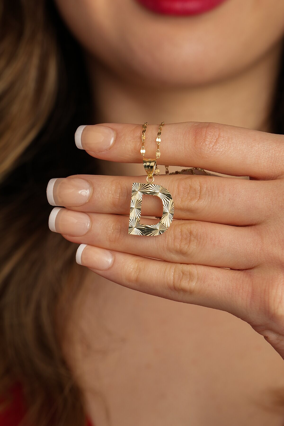 14 Ayar Altın D Harfi Kolye Ucu