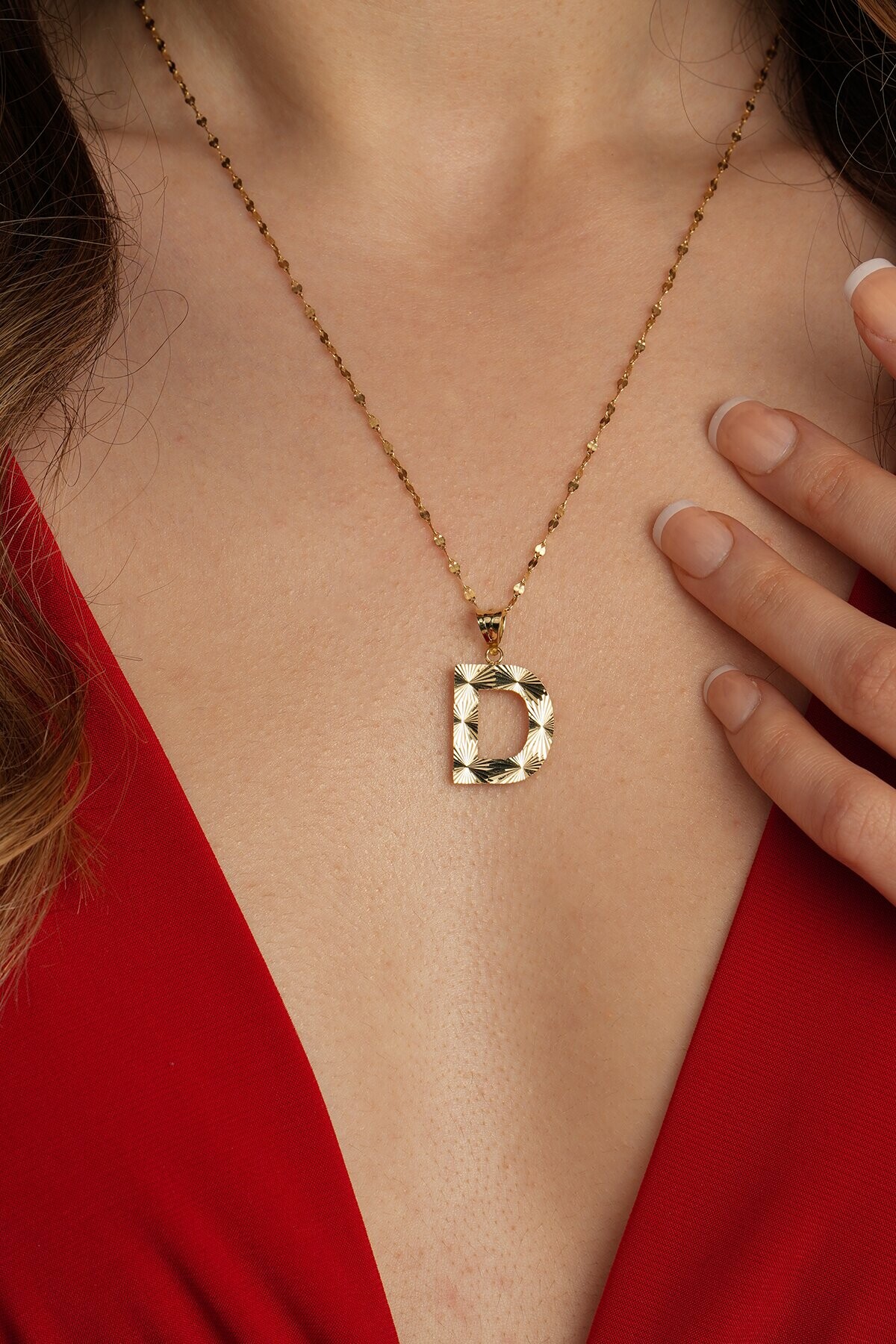 14 Ayar Altın D Harfi Kolye Ucu