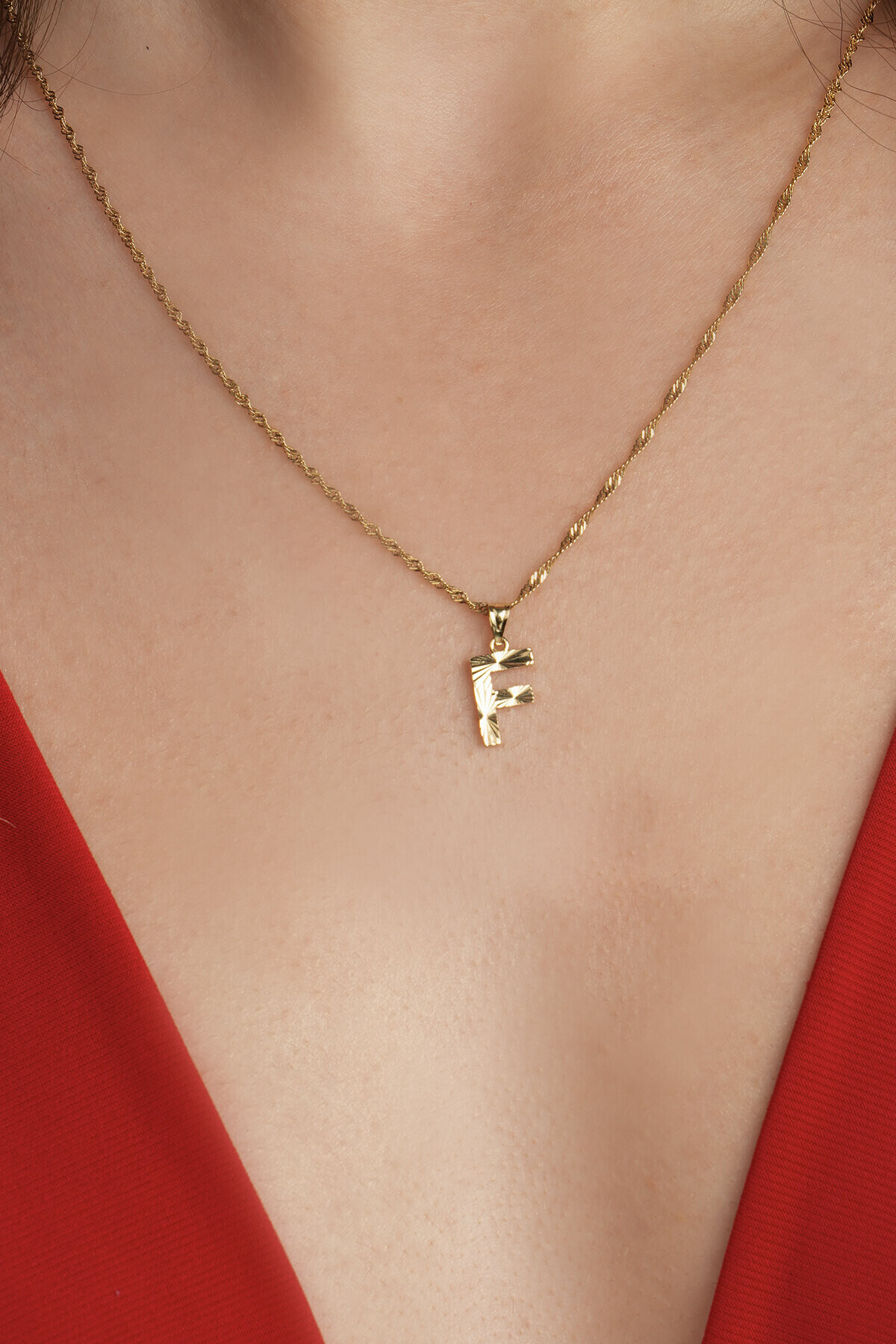 14 Ayar Altın F Harfi Kolye Ucu