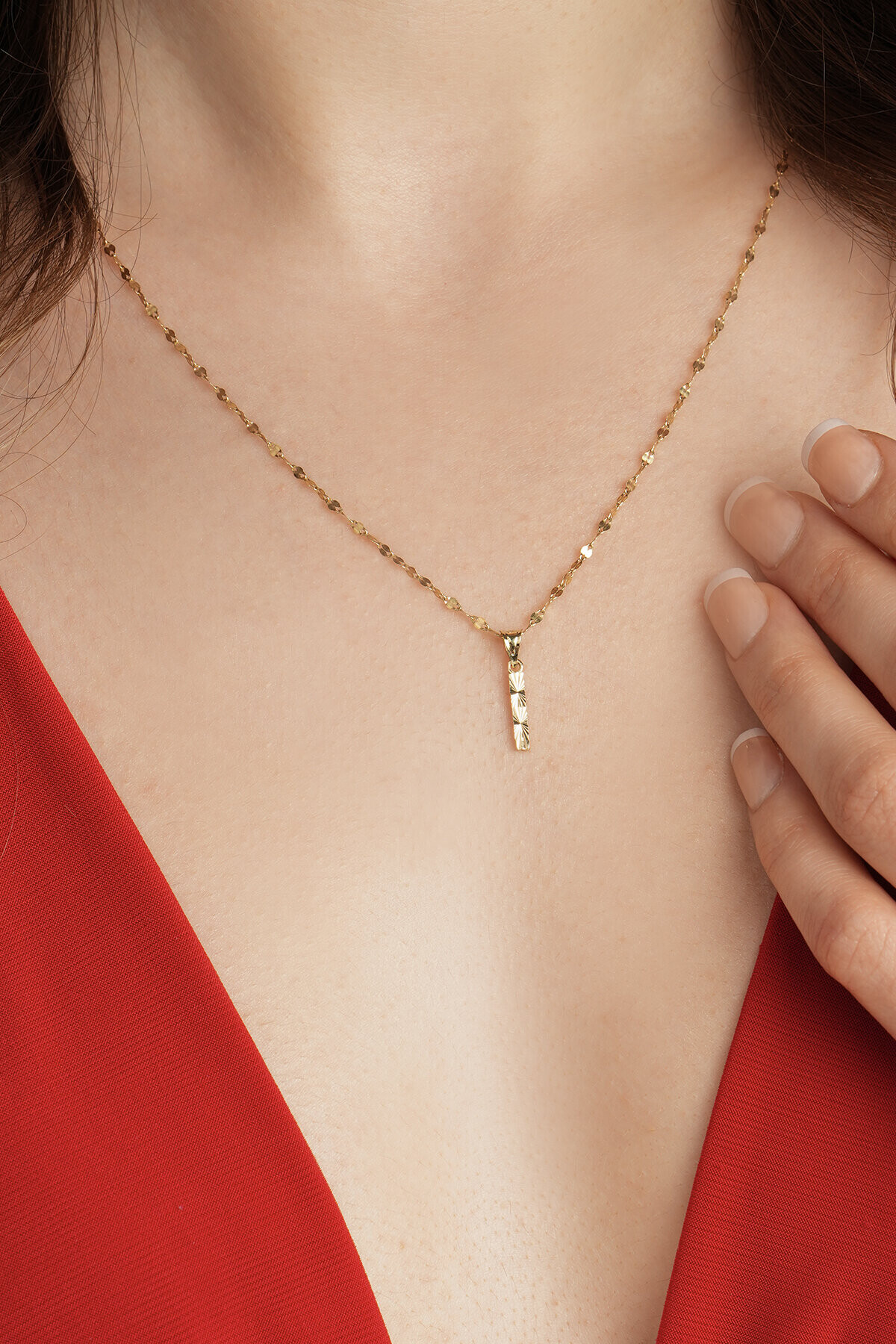 14 Ayar Altın I Harfi Kolye Ucu