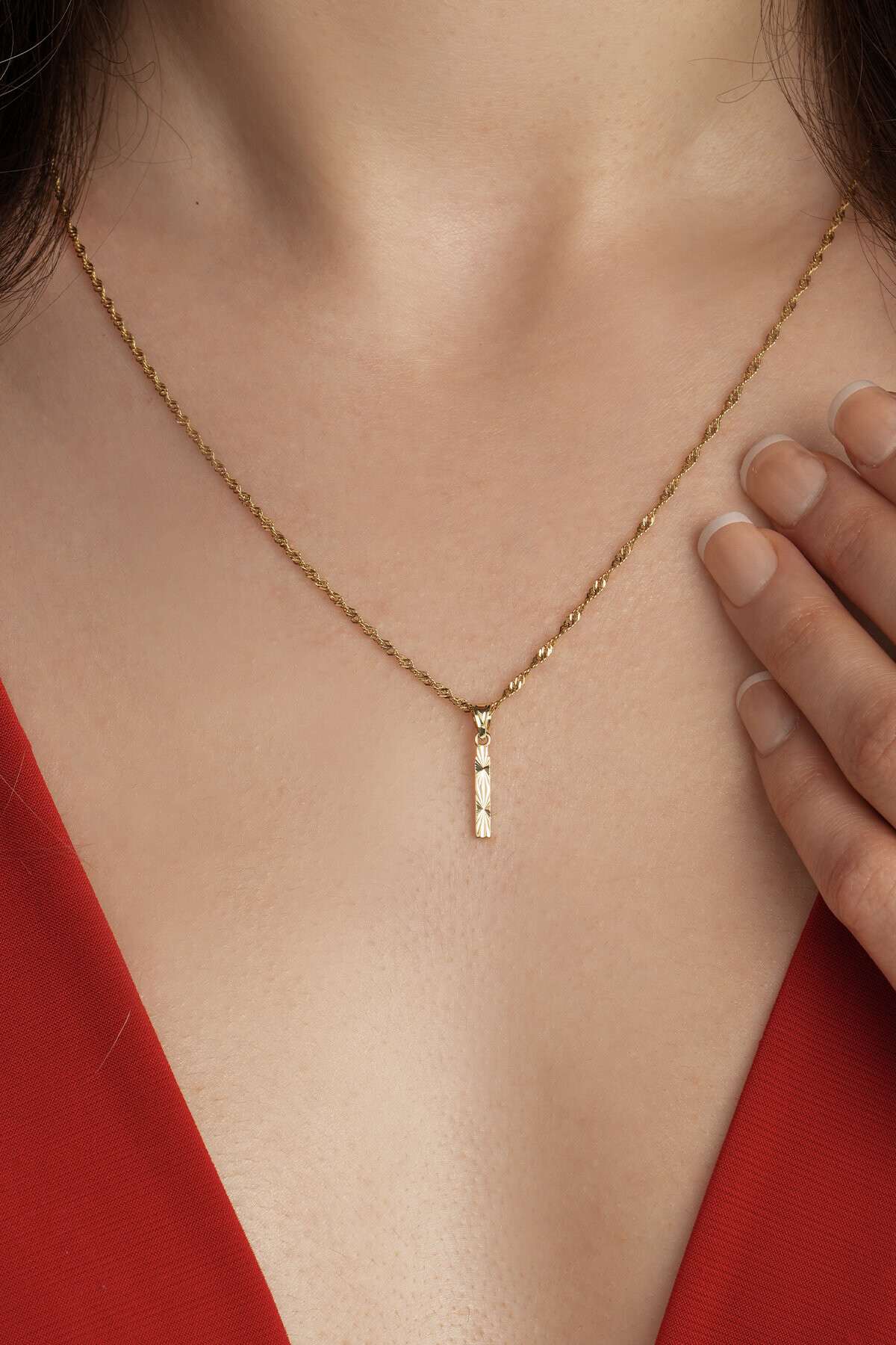 14 Ayar Altın İ Harfi Kolye Ucu