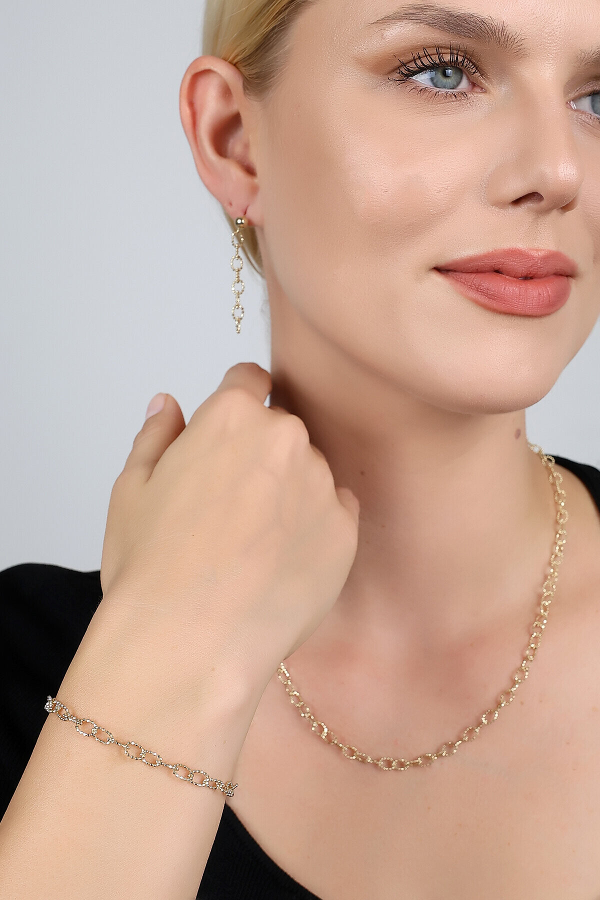 14 Ayar Altın İtalyan El işi Set