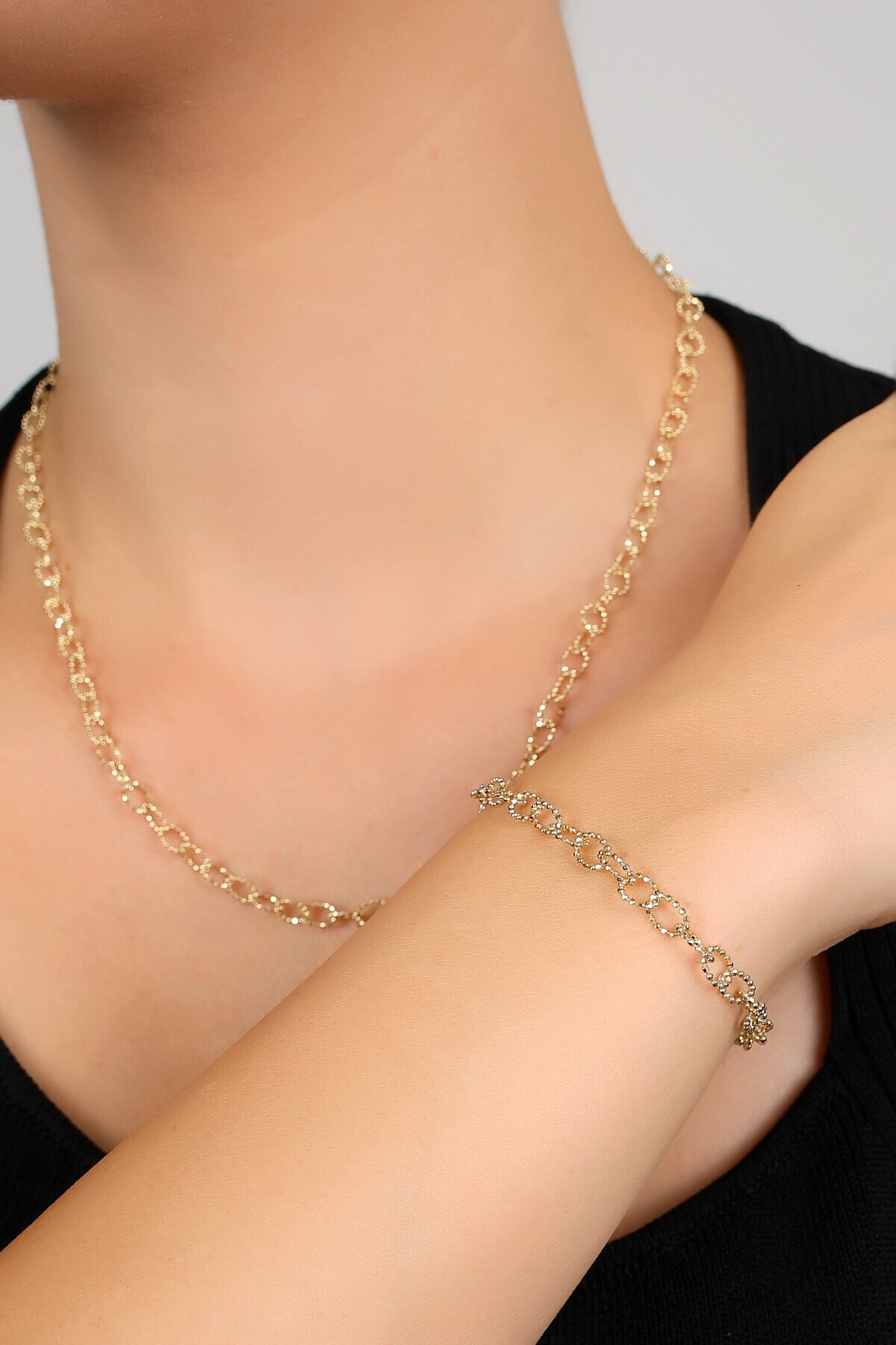 14 Ayar Altın İtalyan El işi Set