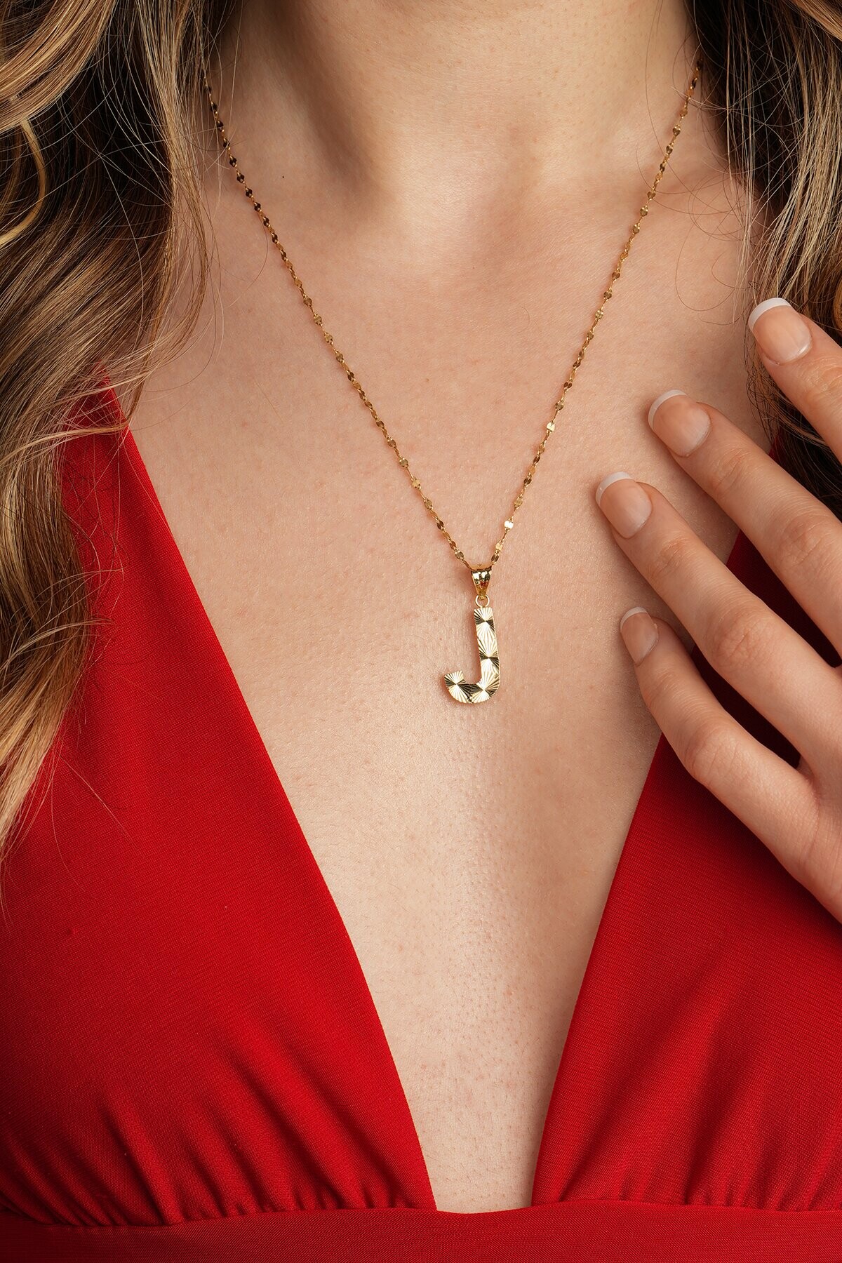 14 Ayar Altın J Harfi Kolye Ucu