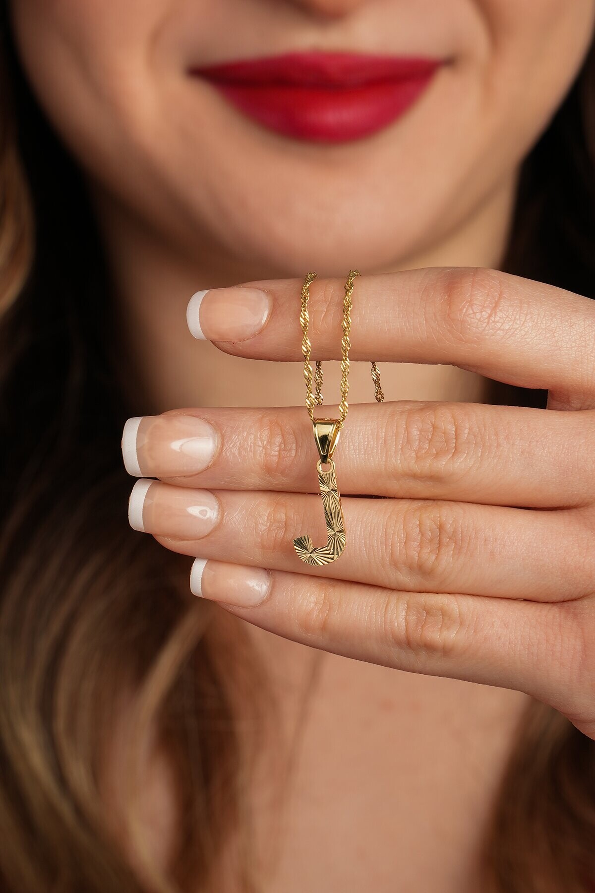 14 Ayar Altın J Harfi Kolye Ucu