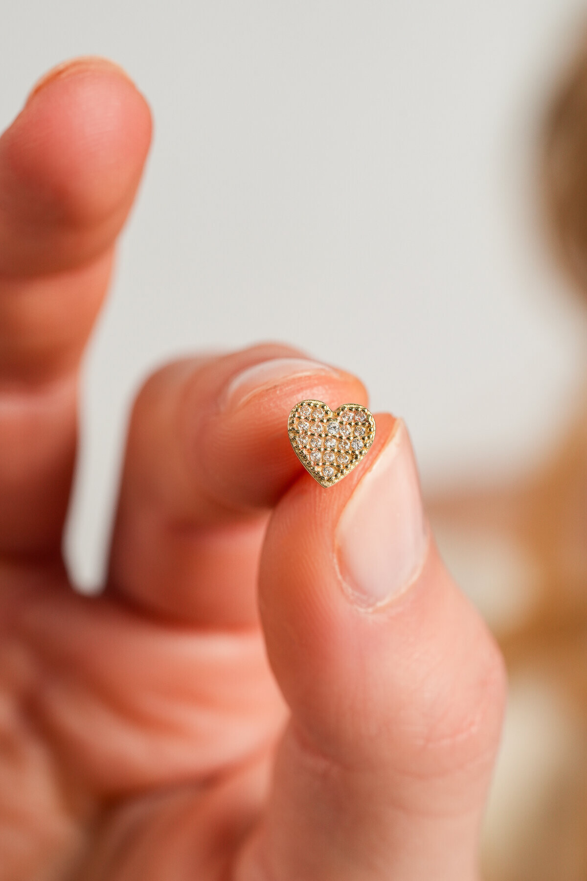 14 Ayar Altın Kalp Küpe