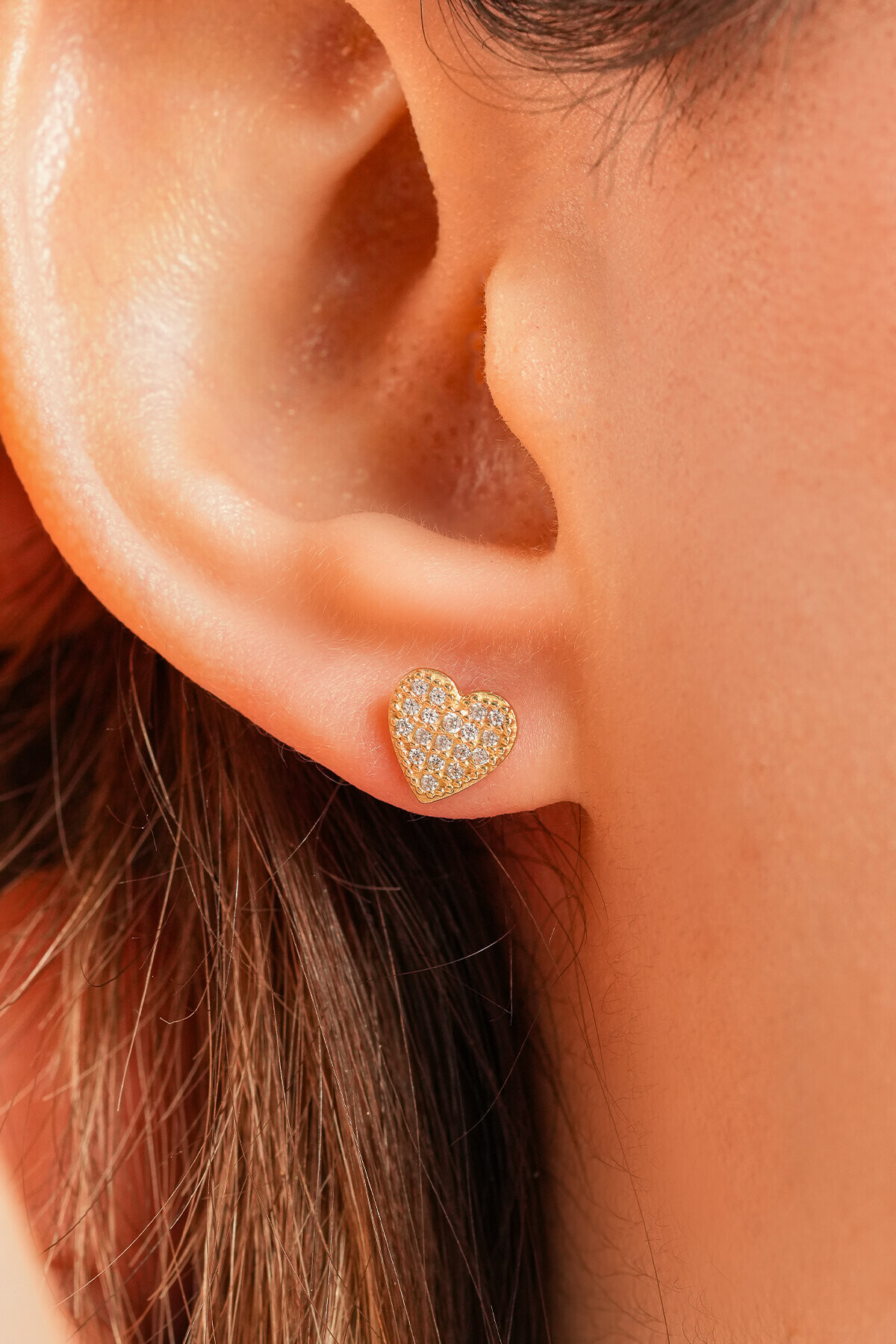 14 Ayar Altın Kalp Küpe