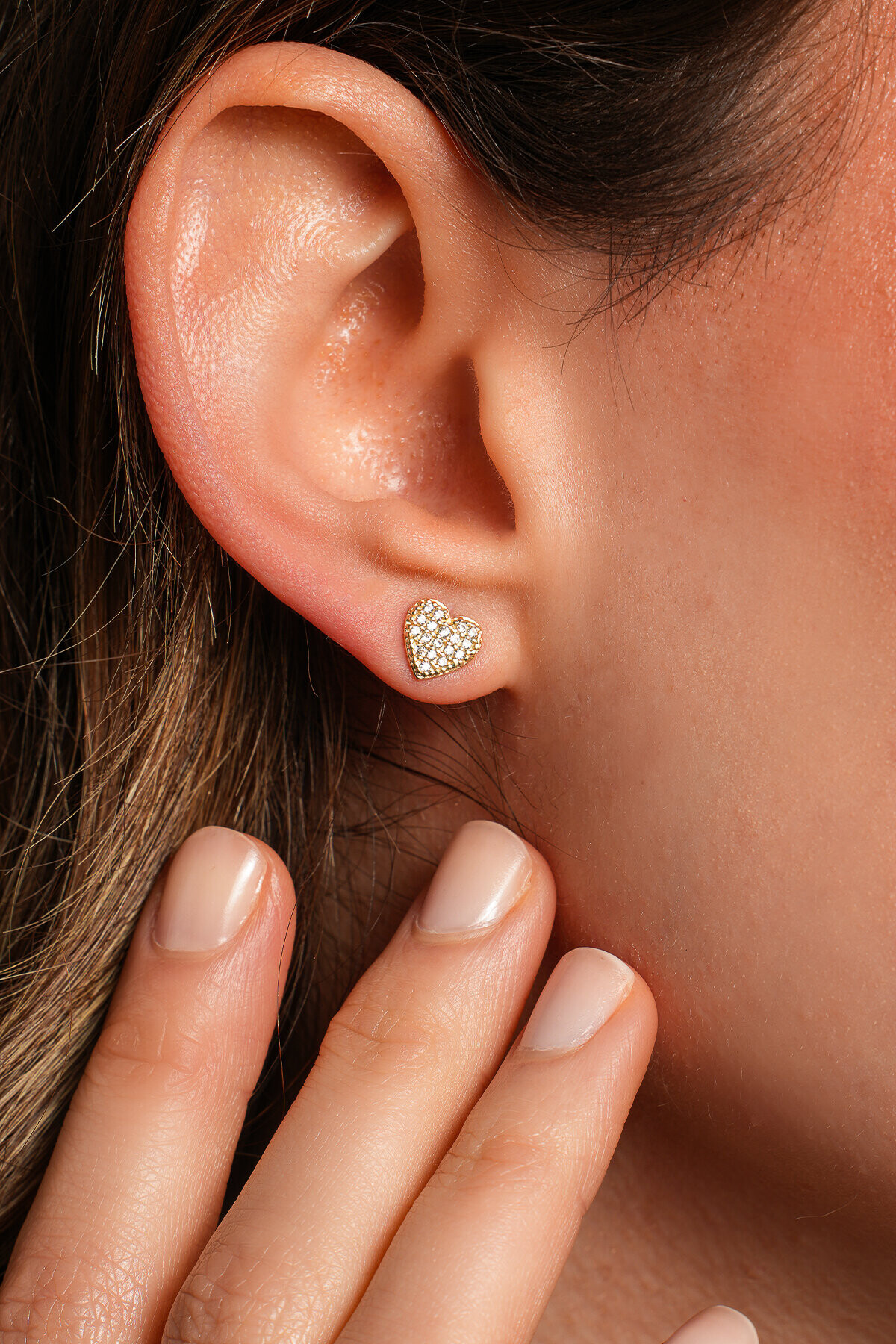 14 Ayar Altın Kalp Küpe