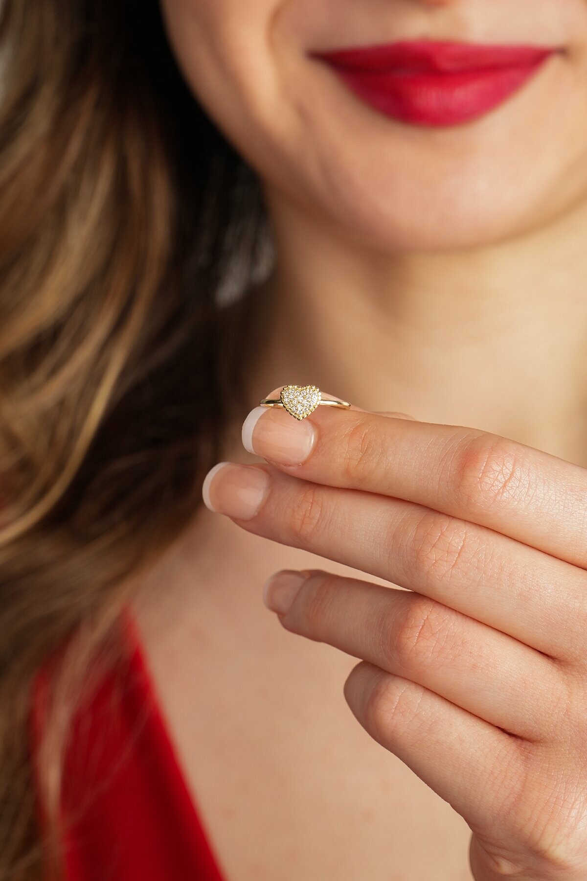 14 Ayar Altın Kalp Yüzük